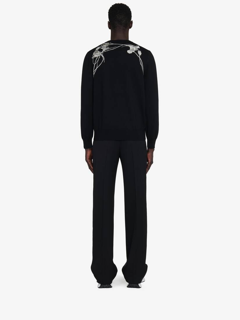 Men's Pressed Flower Harness Jumper in Black/ivory - 5