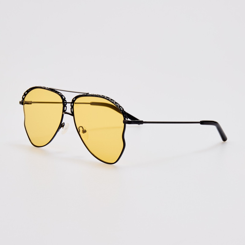Kika Aviator Sunglasses in Yellow and Matt Black 3