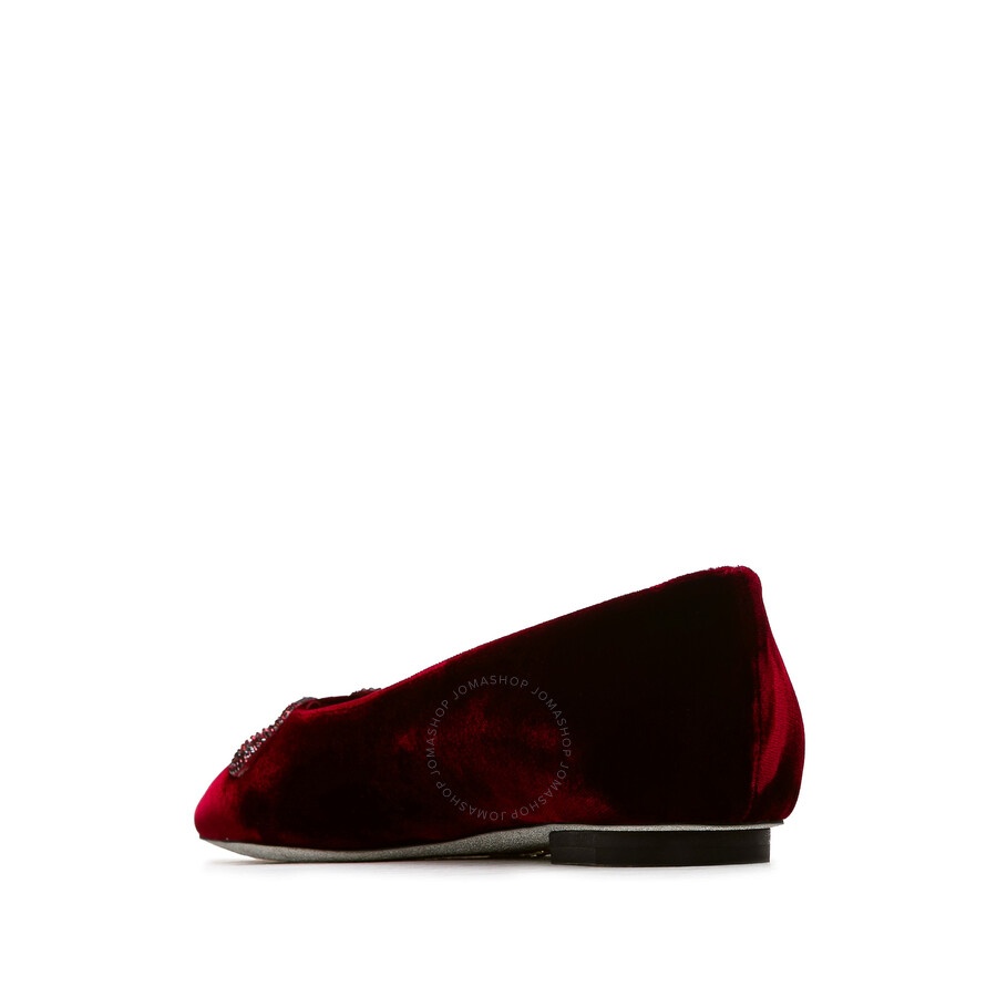Rene Caovilla Rubino Velvet Morgana Embellished Ballet Flats - 3