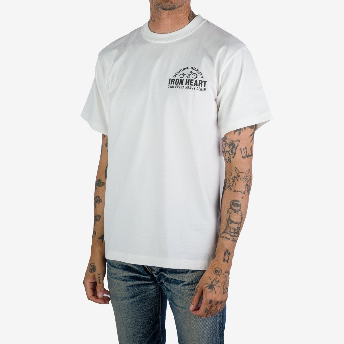 IHPT-2304-WHT 7.5oz Printed Loopwheel Crew Neck T-Shirt - White - 2