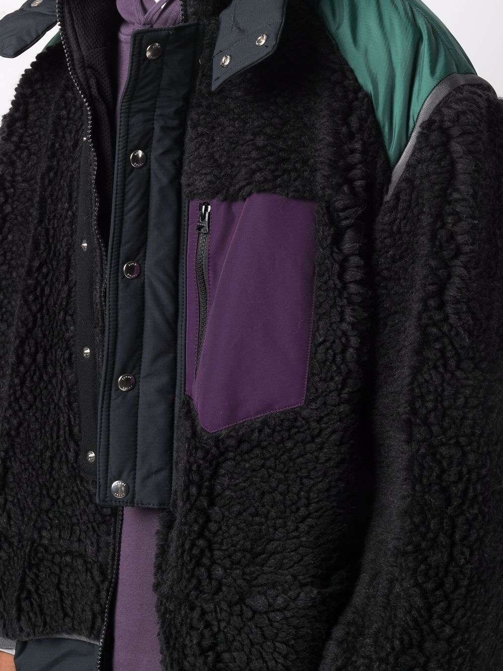 colour-block shearling coat - 5