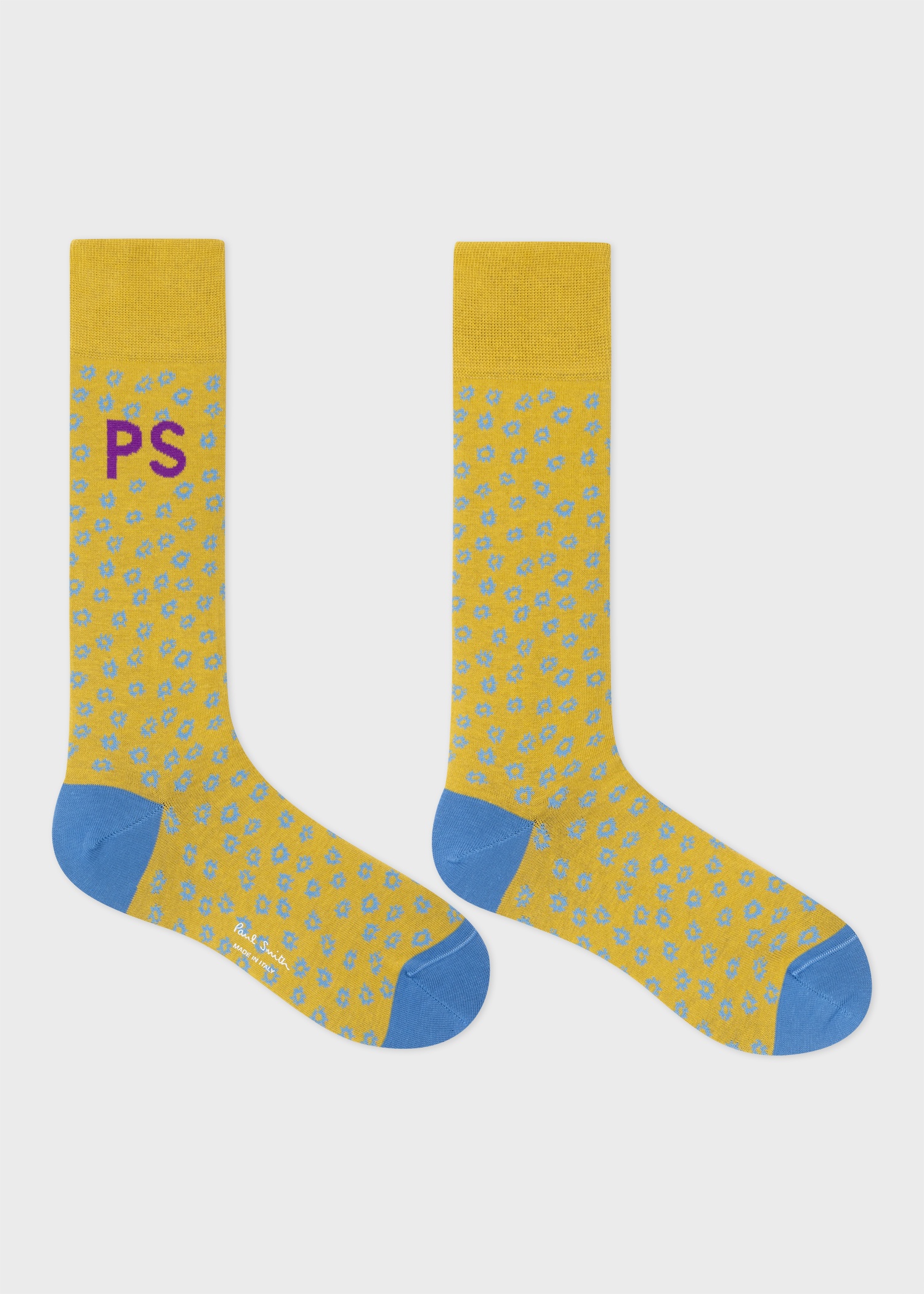 Yellow Cotton-Blend Floral Socks - 2