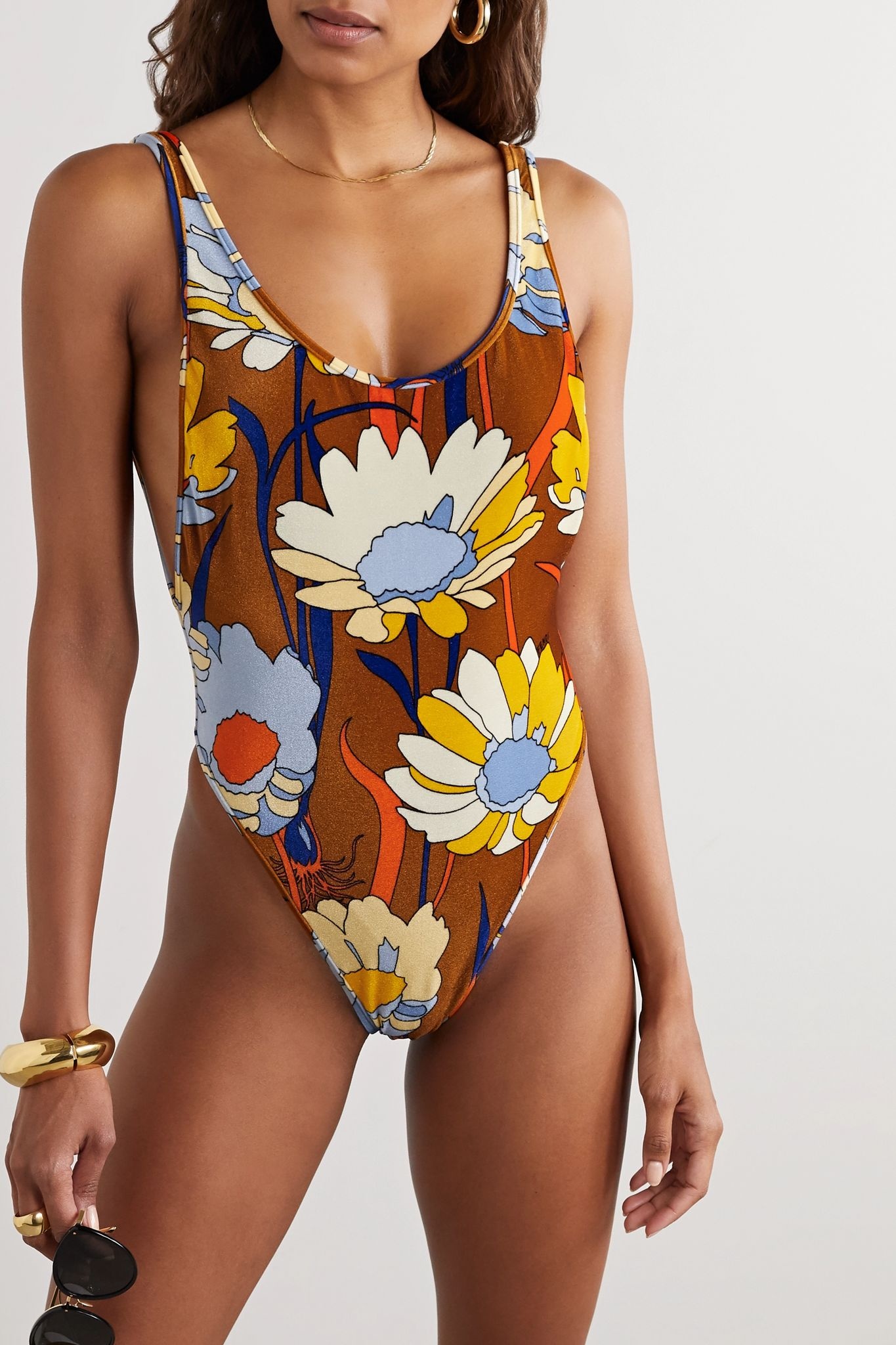 Reversible printed stretch-chenille swimsuit - 5