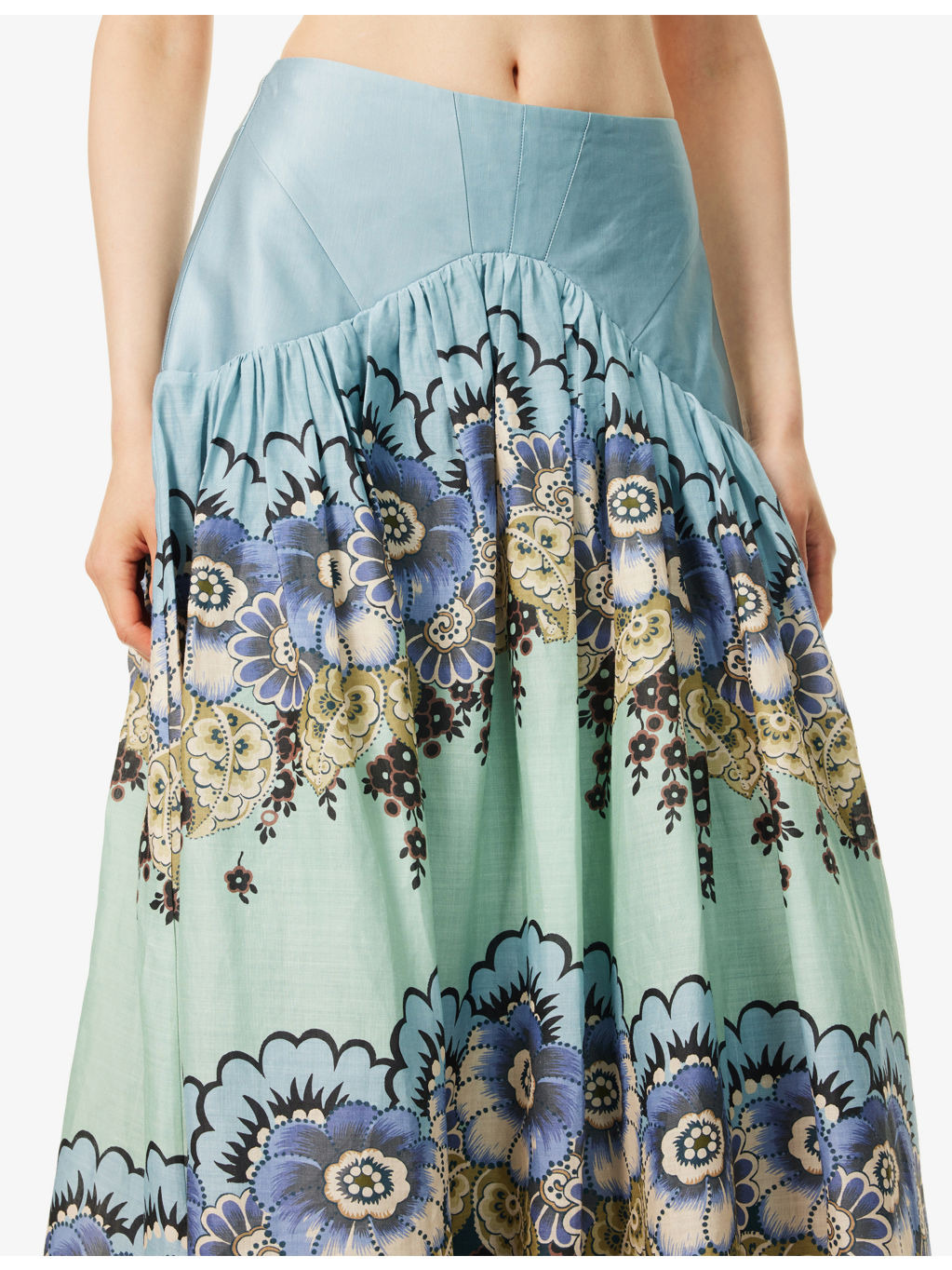 Madalena Floral Ramie Midi Skirt - 5