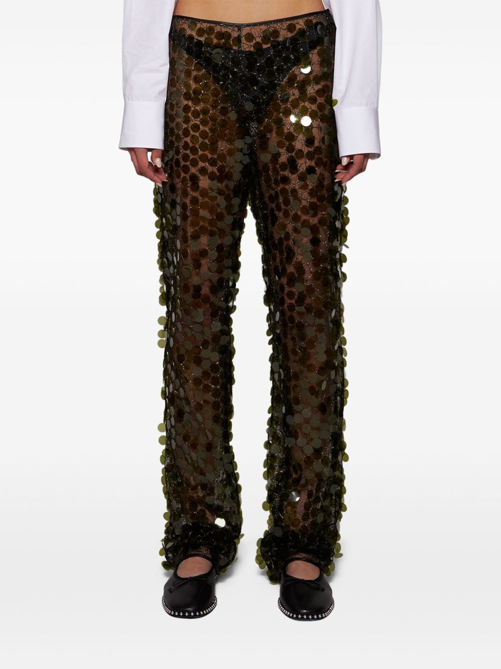 sequinned flared trousers - 3
