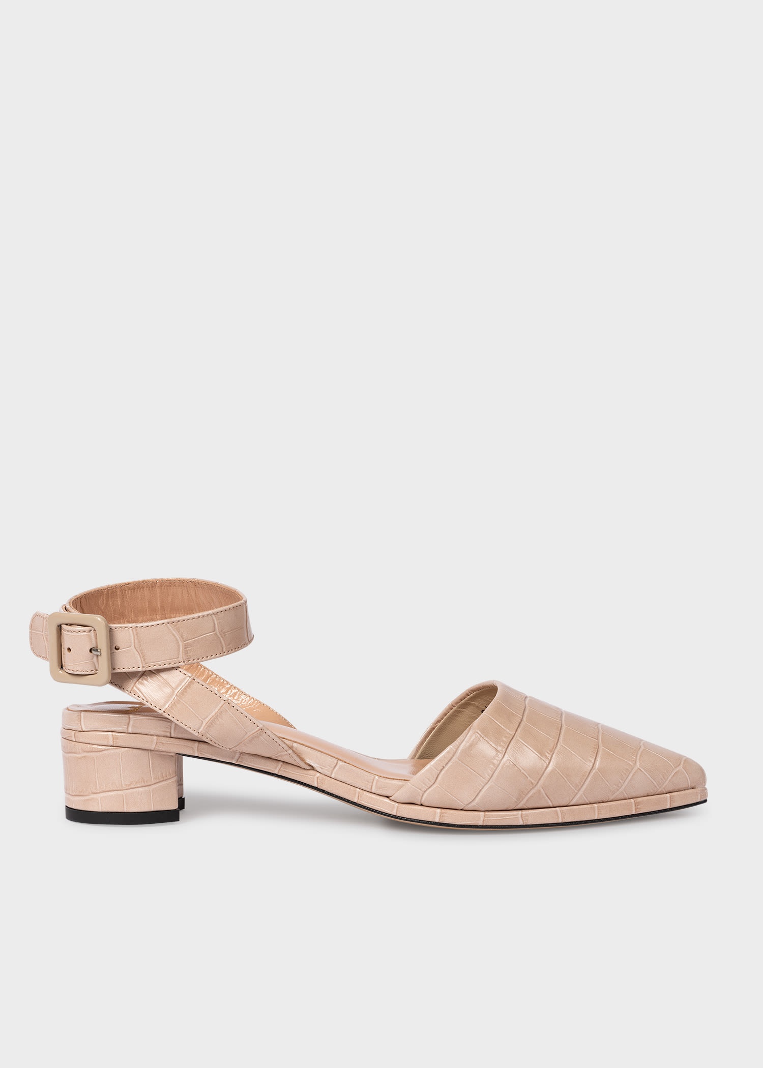 Nude Leather Reptile Heels - 1