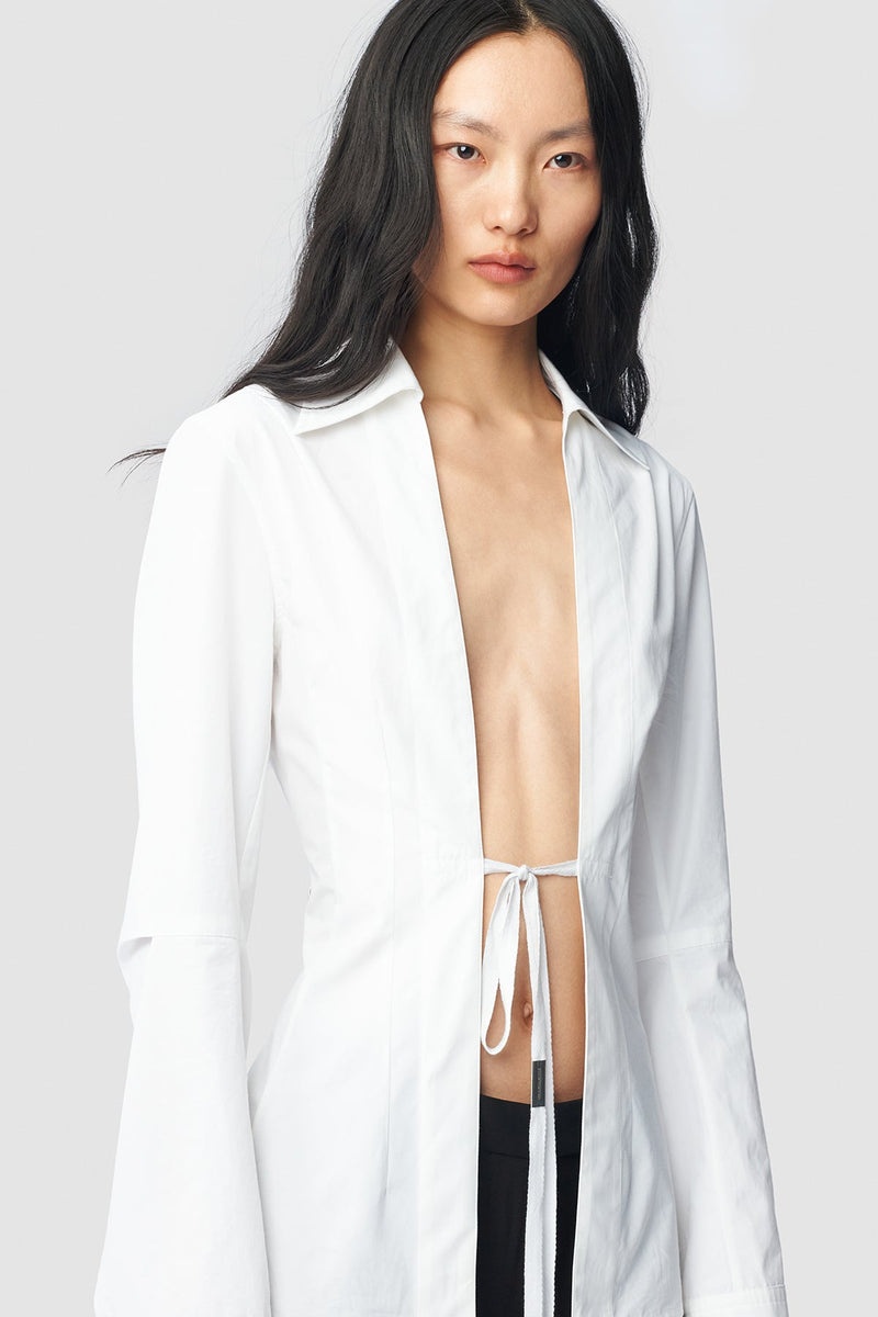 Tシャツ・カットソー Ann Demeulemeester LINSEY OPEN FRONT FITTED SHIRT Ann Demeulemeester Linsey Open Front Fitted Shirt | REVERSIBLE