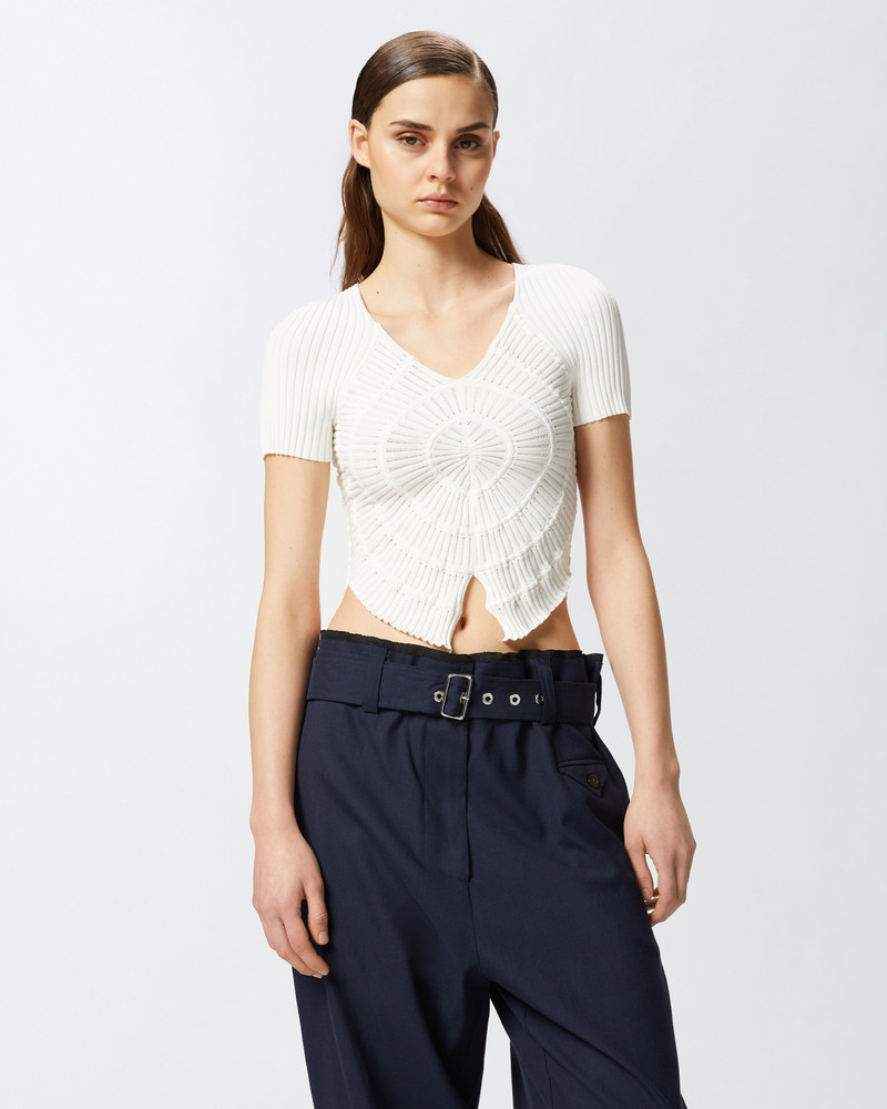 PINKO RIBBED KNIT CROPPED T-SHIRT outlook