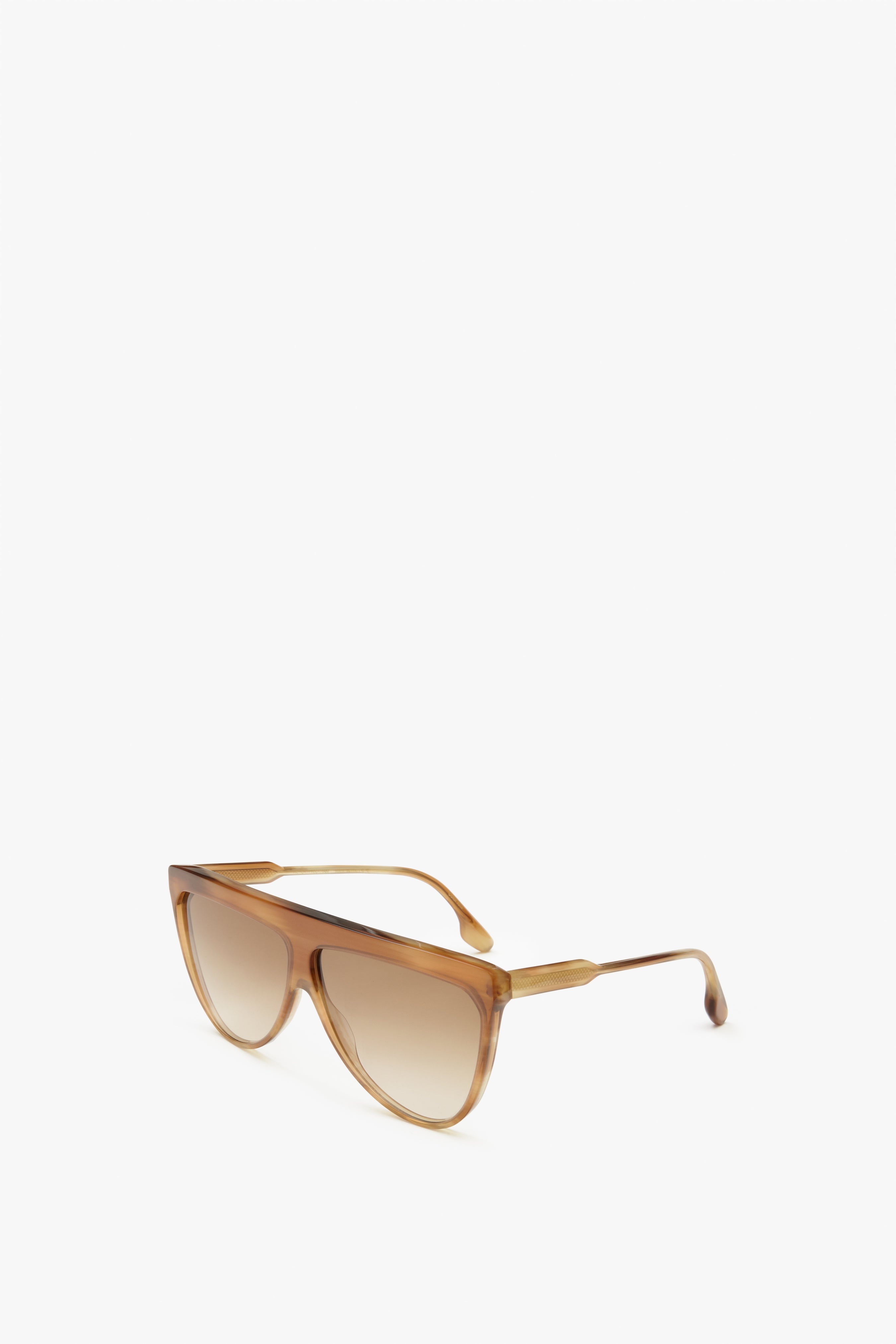 Classic Flat Top V Sunglasses in Honey Horn - 2