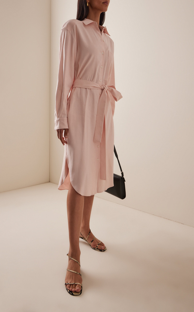 Another Tomorrow Exclusive Pleat-Back Shirt Dress pink outlook