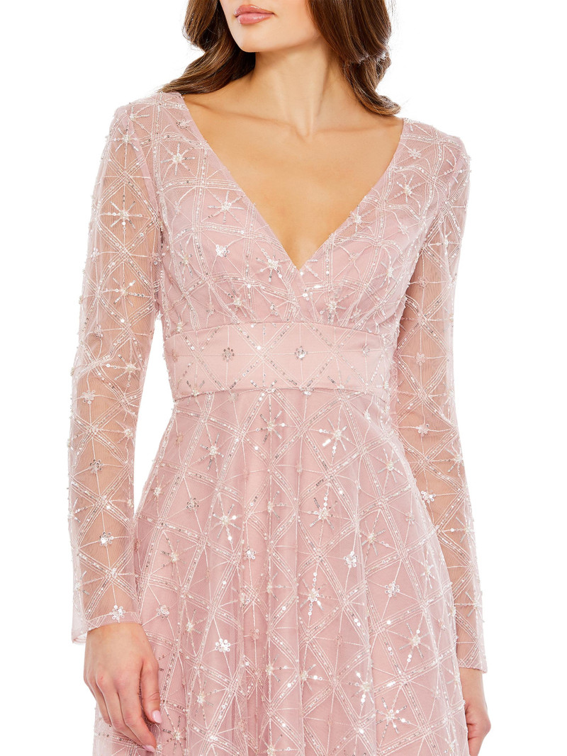 Women's Embellished Mesh Midi-Dress - Rose 3