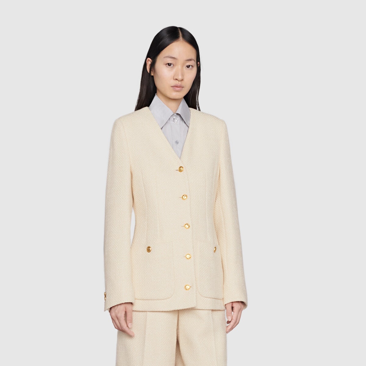 Tweed v-neck jacket - 3