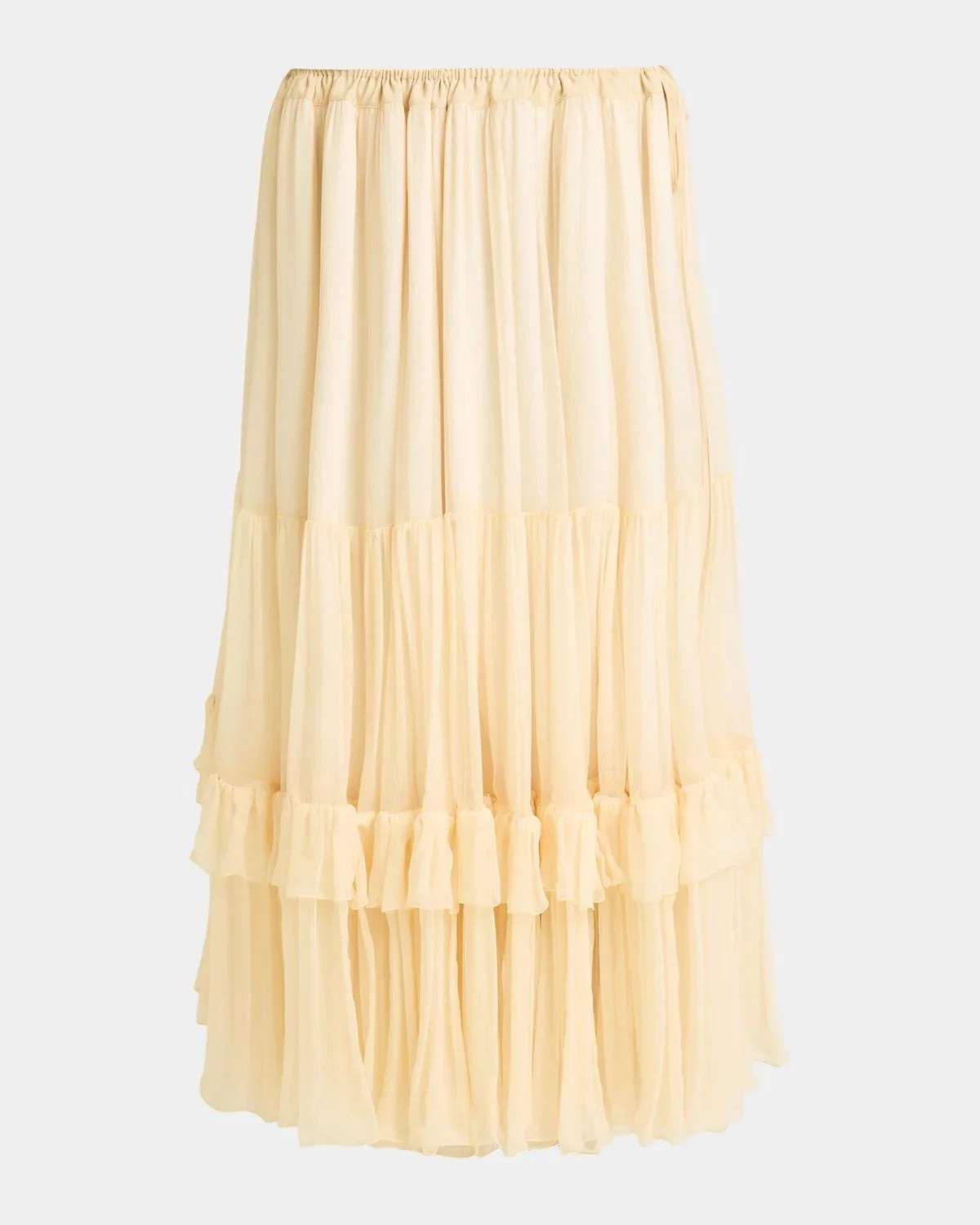 Silk Tiered Maxi Skirt - 1