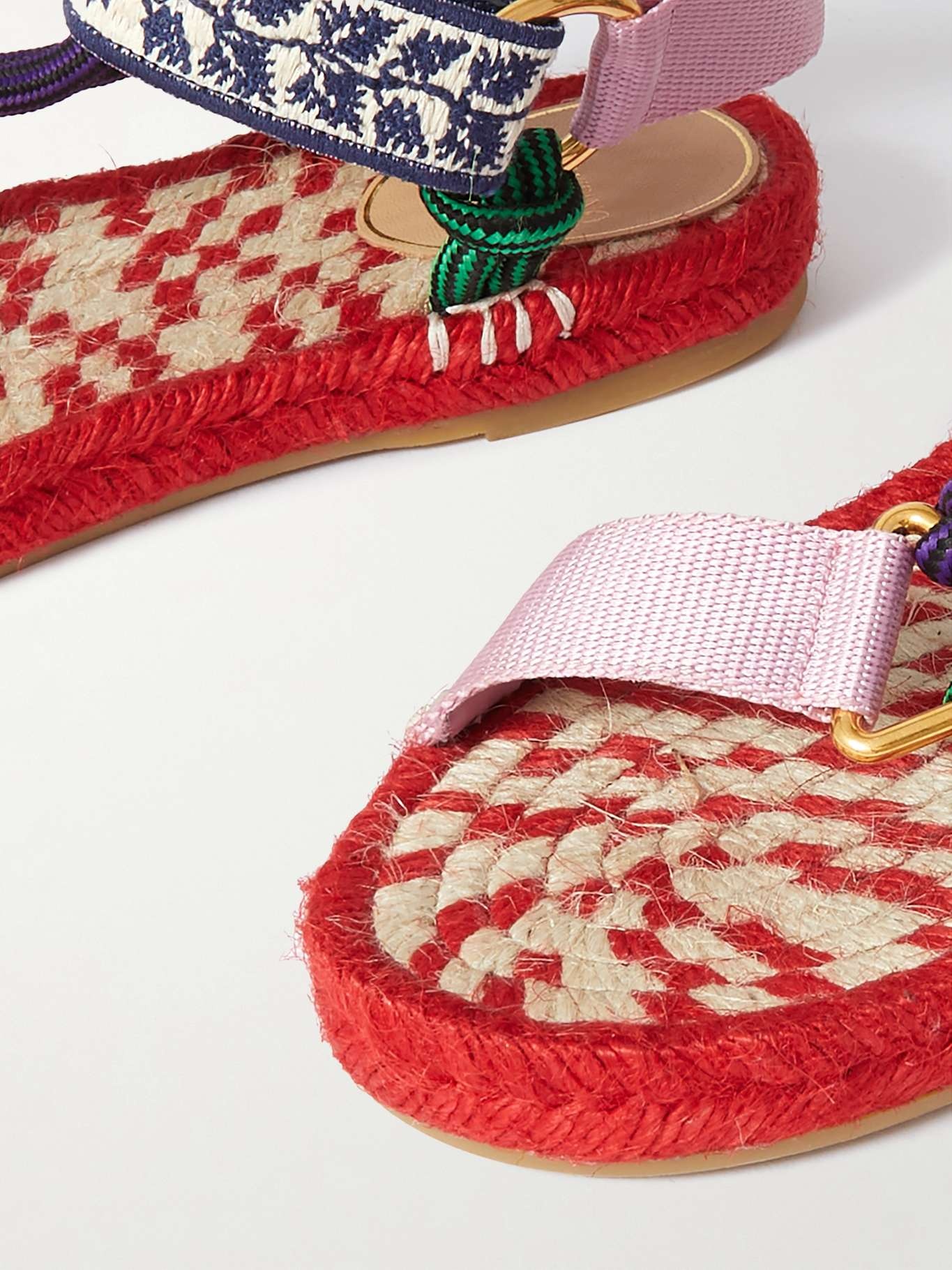 Grosgrain, cord and jacquard espadrille sandals Red - 4