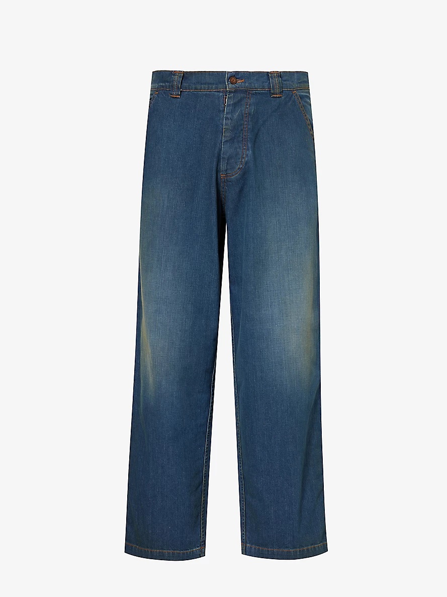 Faded-wash wide-leg jeans - 1