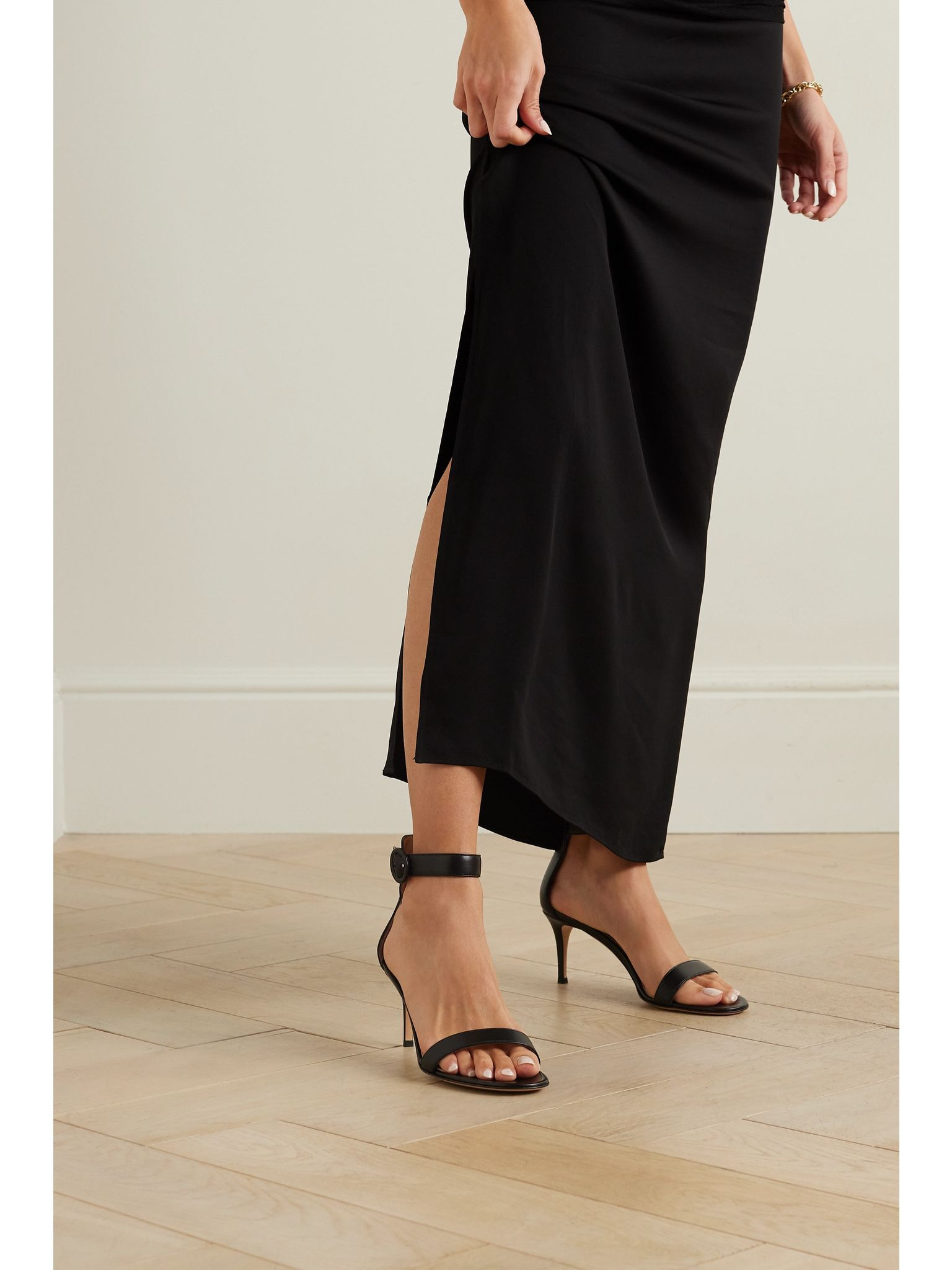 Portofino 70 leather sandals Black - 2