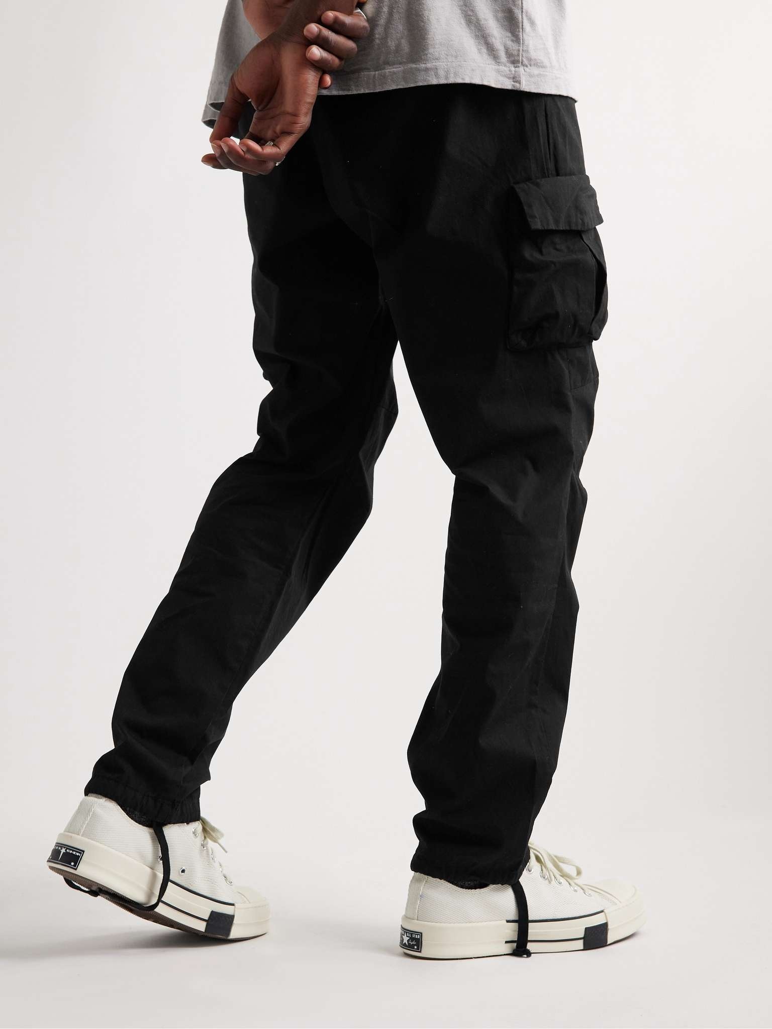 Straight-Leg Sateen Drawstring Cargo Trousers