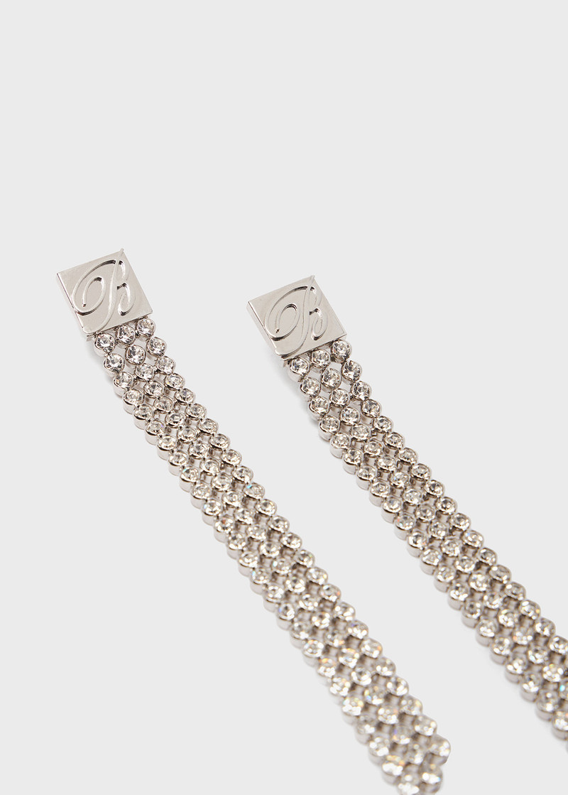 Blumarine CHAIN DROP EARRINGS WITH RHINESTONES AND B MONOGRAM outlook