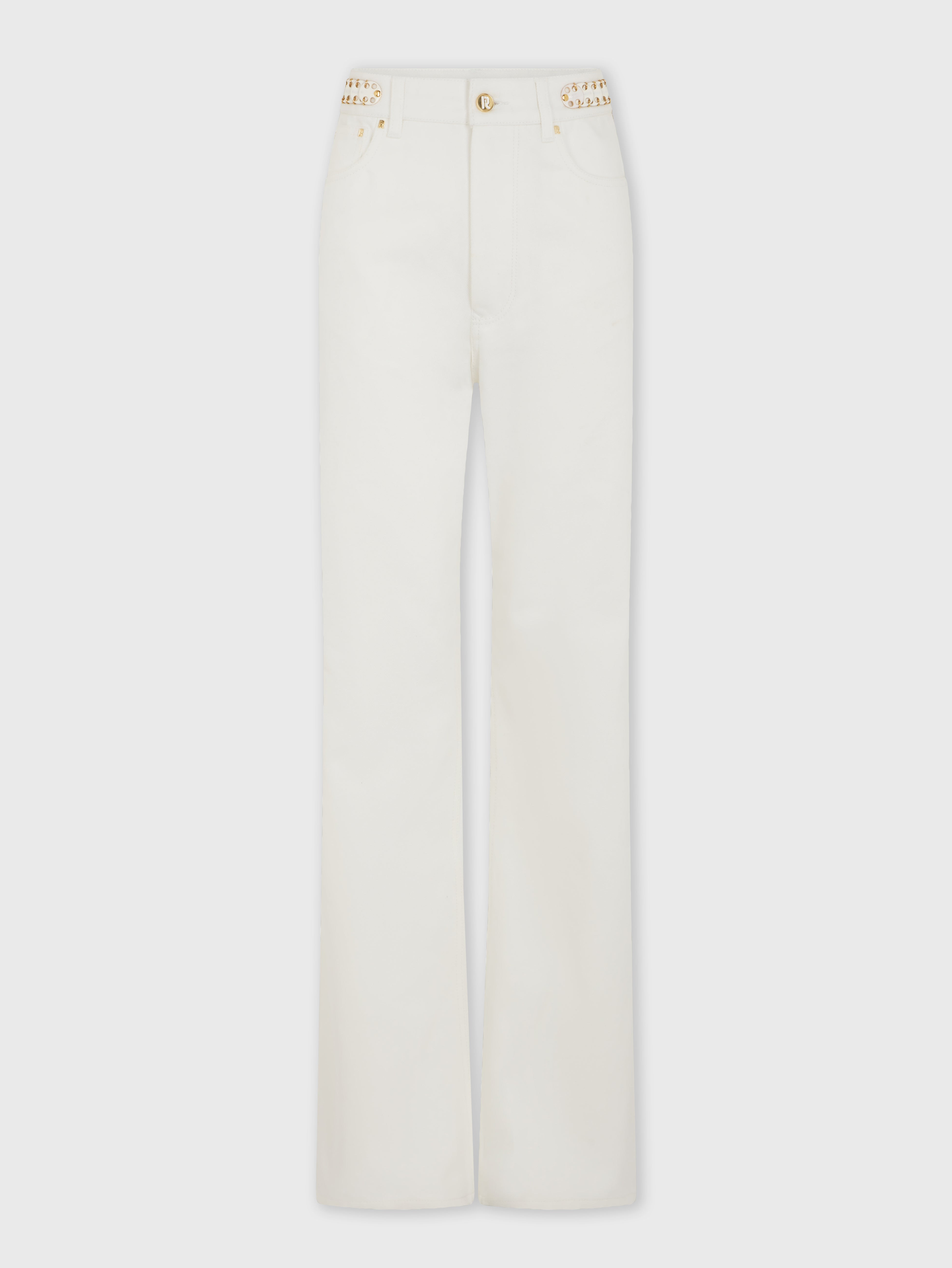 OFF WHITE DENIM JEANS WITH 1969 DISCS SIGNATURE - 6