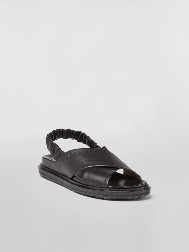CRISS-CROSS FUSSBETT IN BLACK NAPPA LEATHER WITH STRETCH SLINGBACK - 2