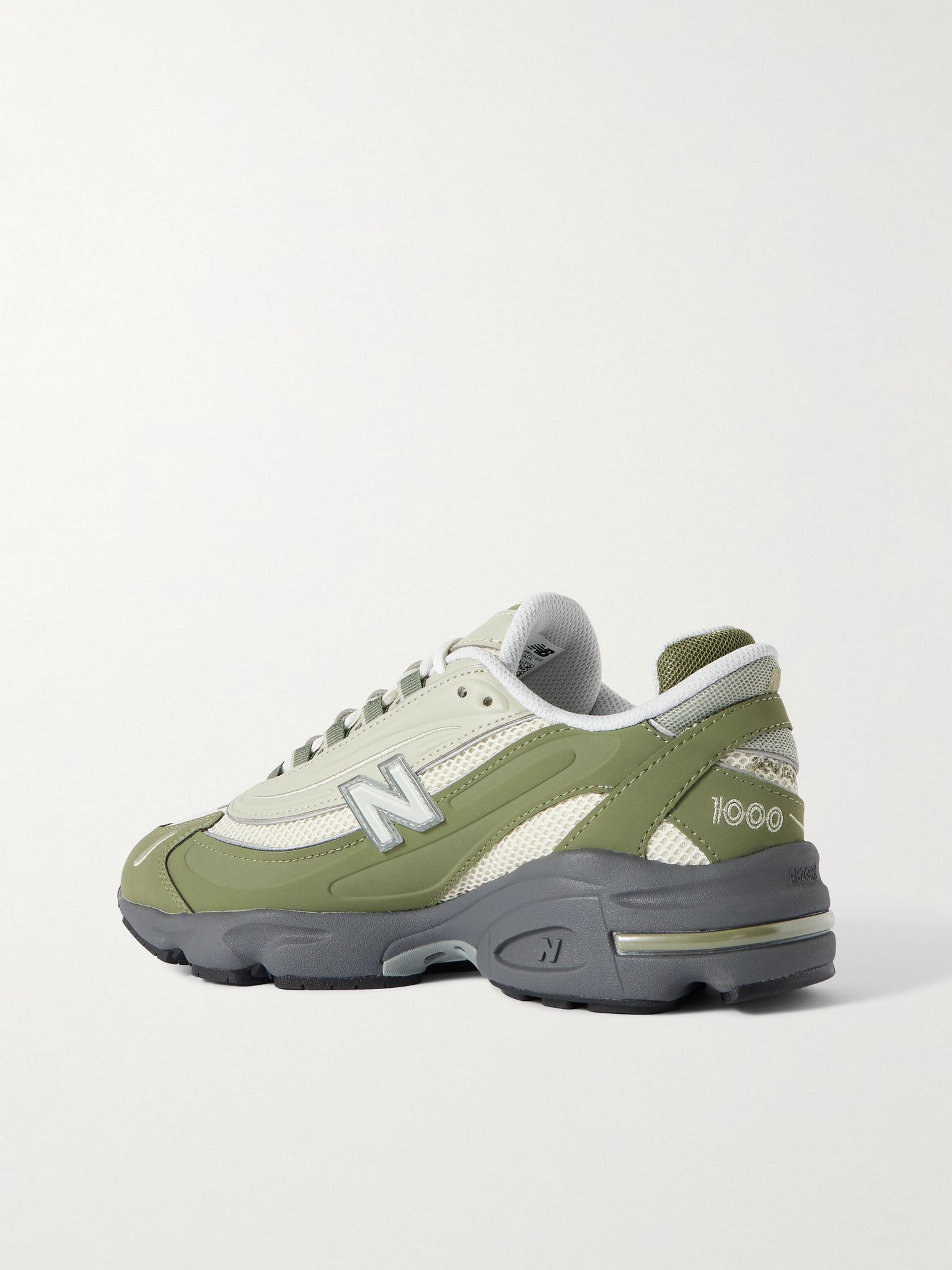 M1000 Embroidered Panelled Mesh Sneakers Green - 4
