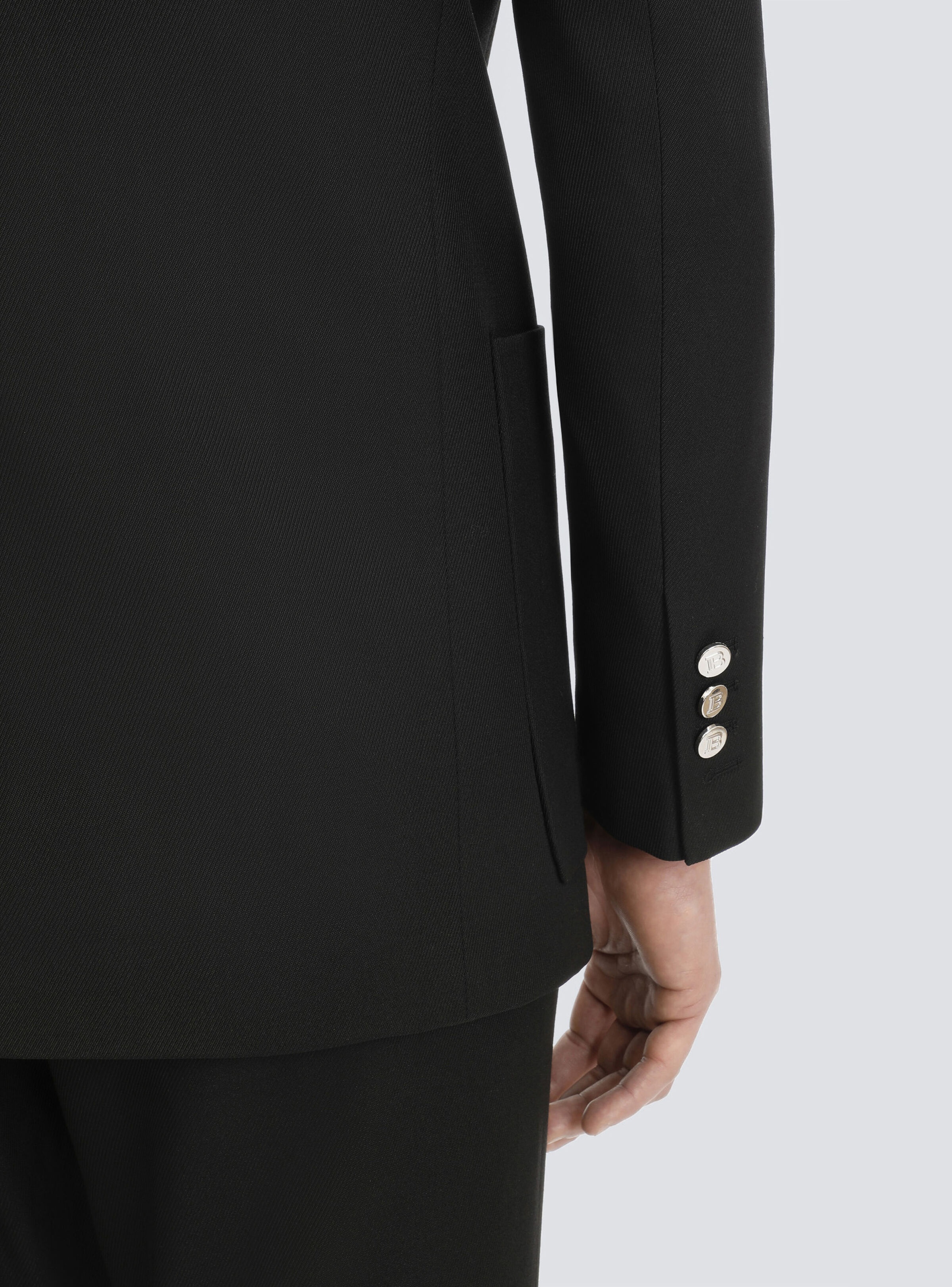 Twill blazer with double-breasted silver-tone buttoned fastening - 7