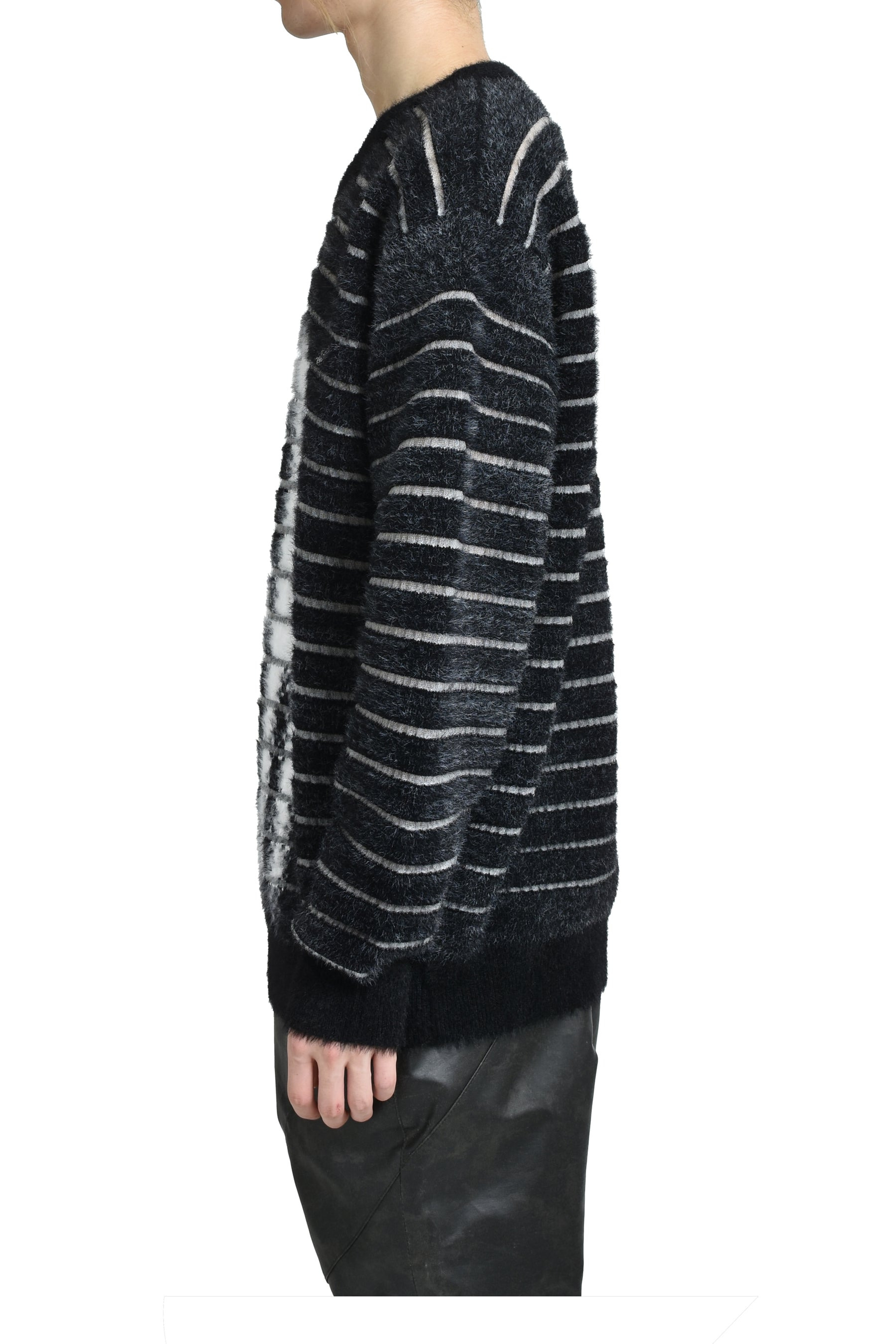 "GAULTIER" CREW NECK OVERSIZED SWEATER / BLK/WHT - 3