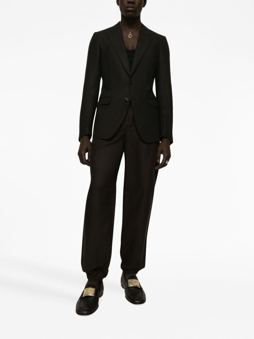 single-breasted linen blazer - 2
