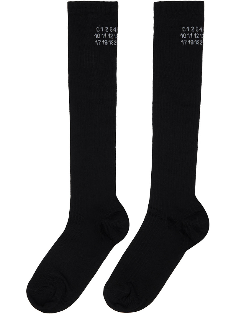 MM6 Maison Margiela Black Knee-High Socks outlook