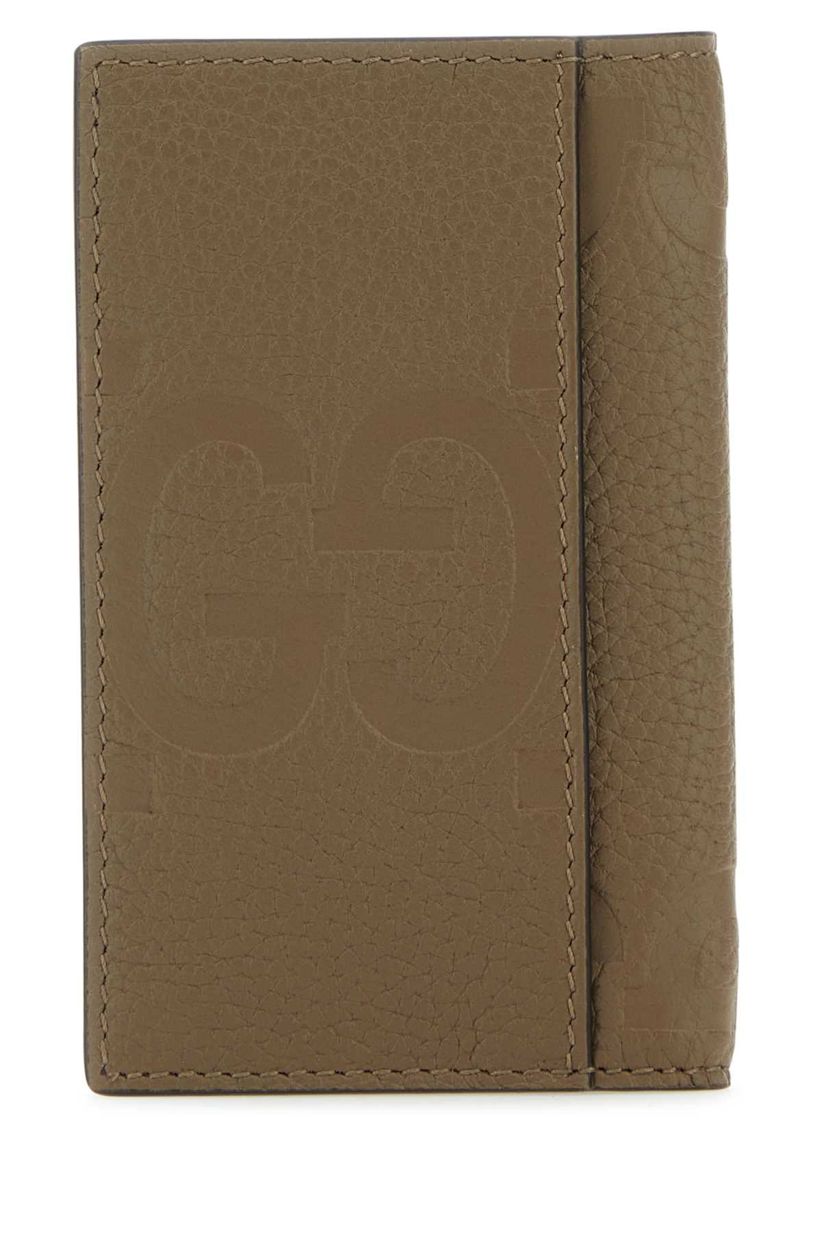 Gucci Men Khaki Leather Card Holder - 3