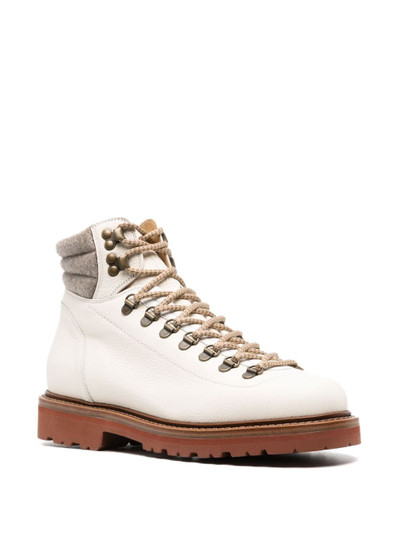 Brunello Cucinelli lace-up leather hiking boots outlook