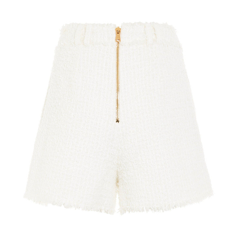 Balmain High Waisted 8 Buttons Shorts in White outlook