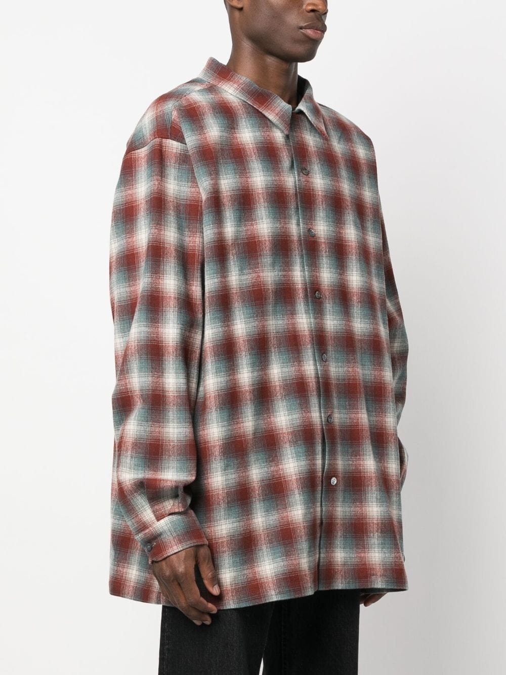 checked logo-patch shirt - 3