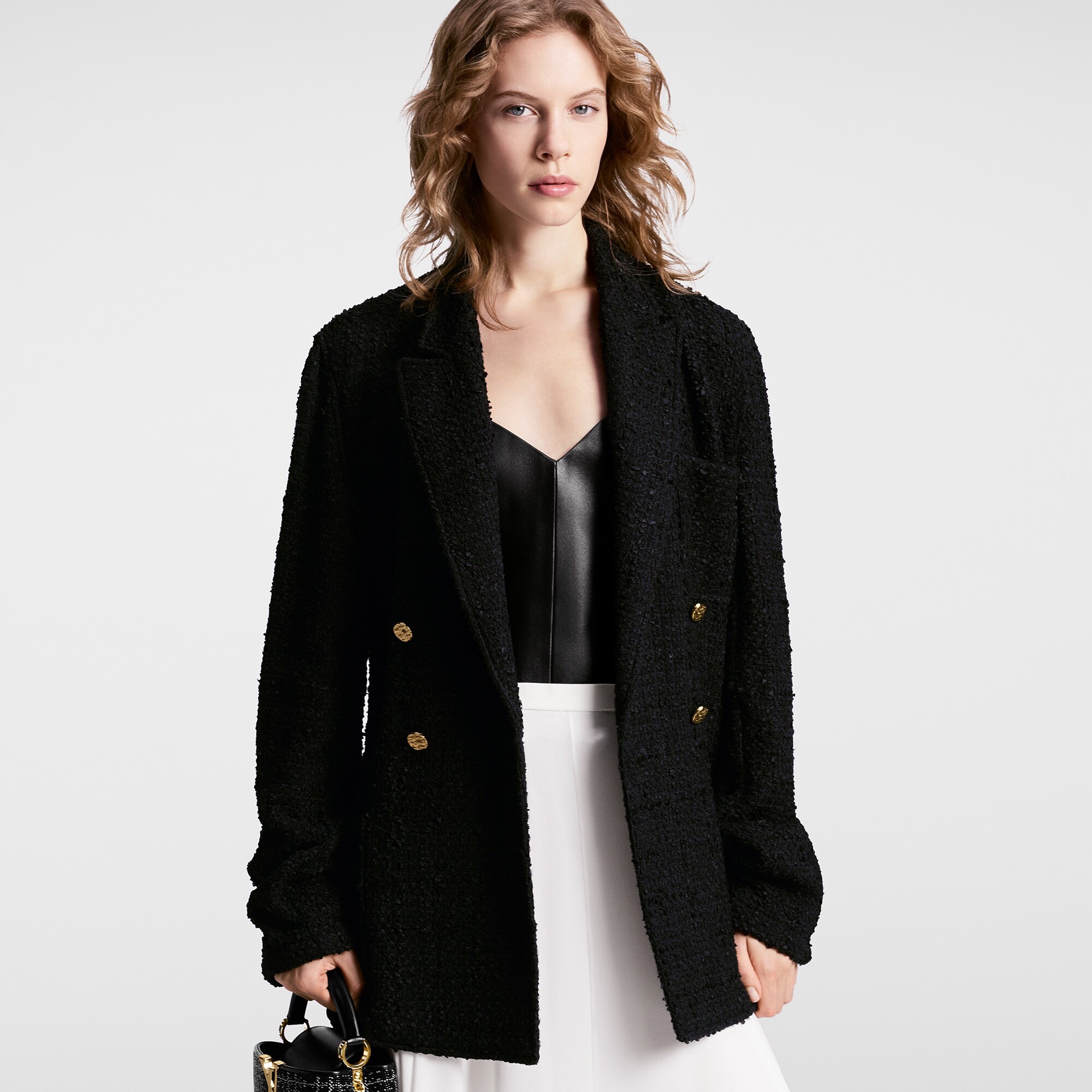 Double-Breasted Tweed Blazer - 5