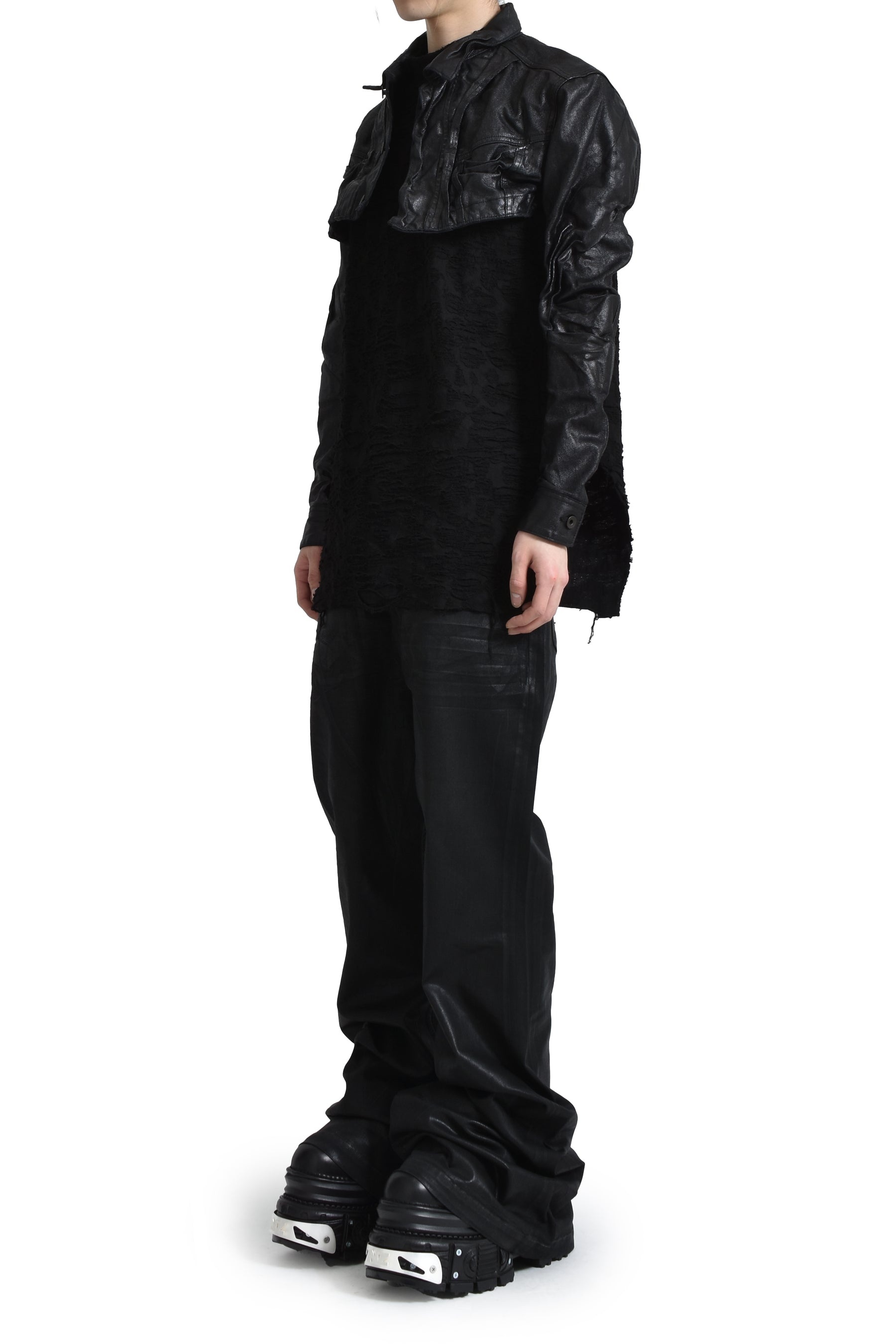 COATED DENIM BLOUSON / BLK - 4