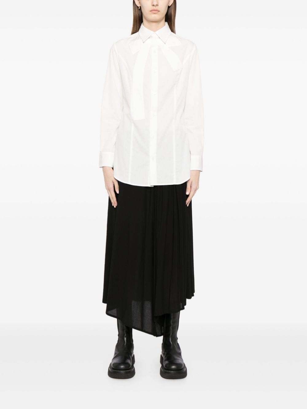 bow-detail cotton shirt - 2