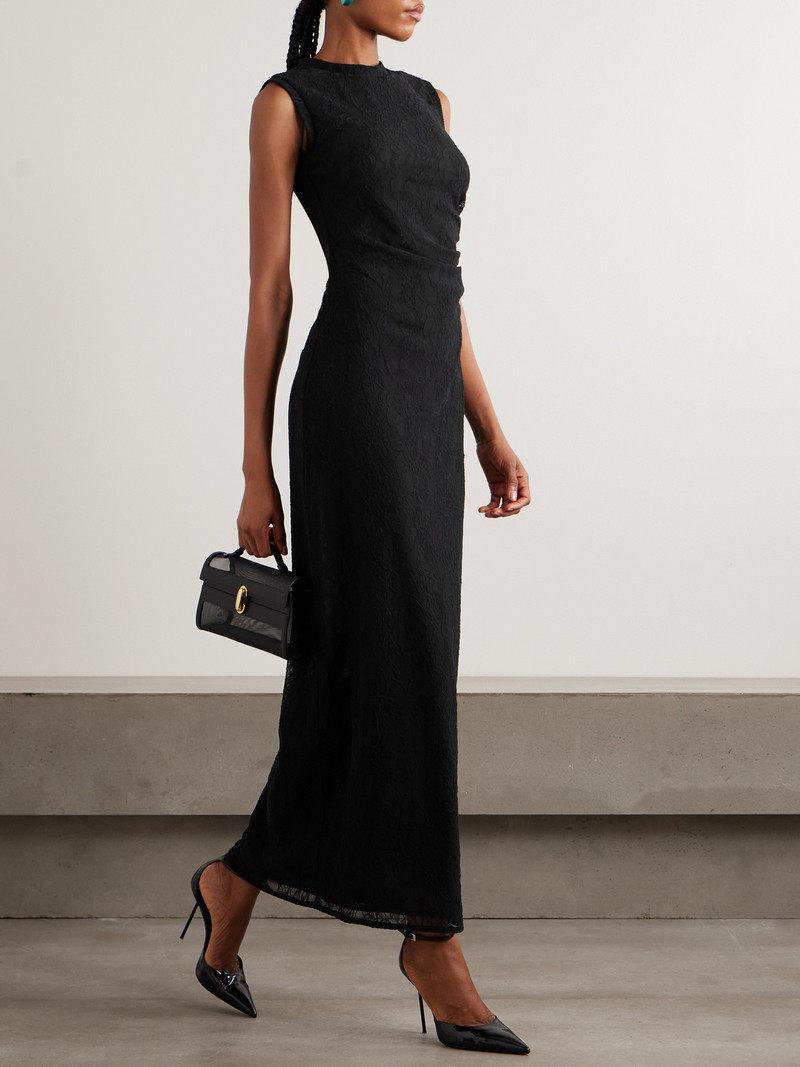 Stella McCartney Ruched Stretch Recycled-lace Maxi Dress outlook