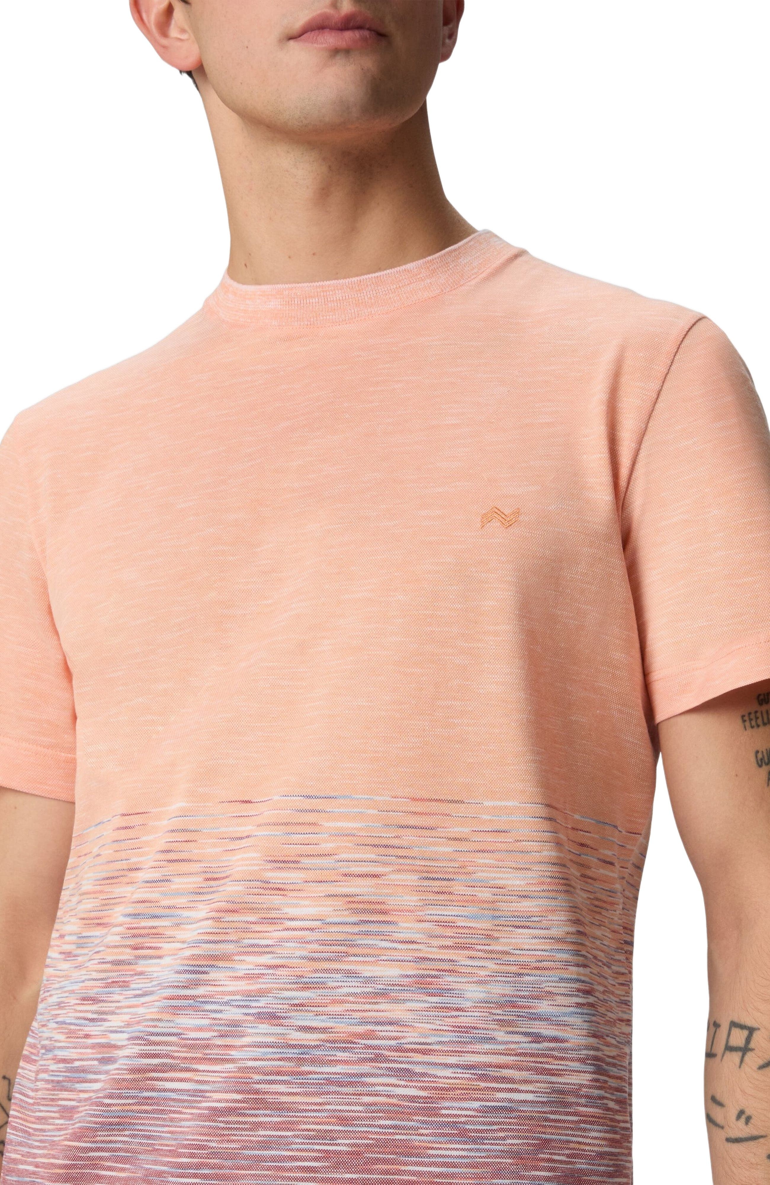 Missoni Crewneck T-shirt In Slub Cotton And Linen With Zigzag Embroidery in Orange & Red at Nordstro - 4