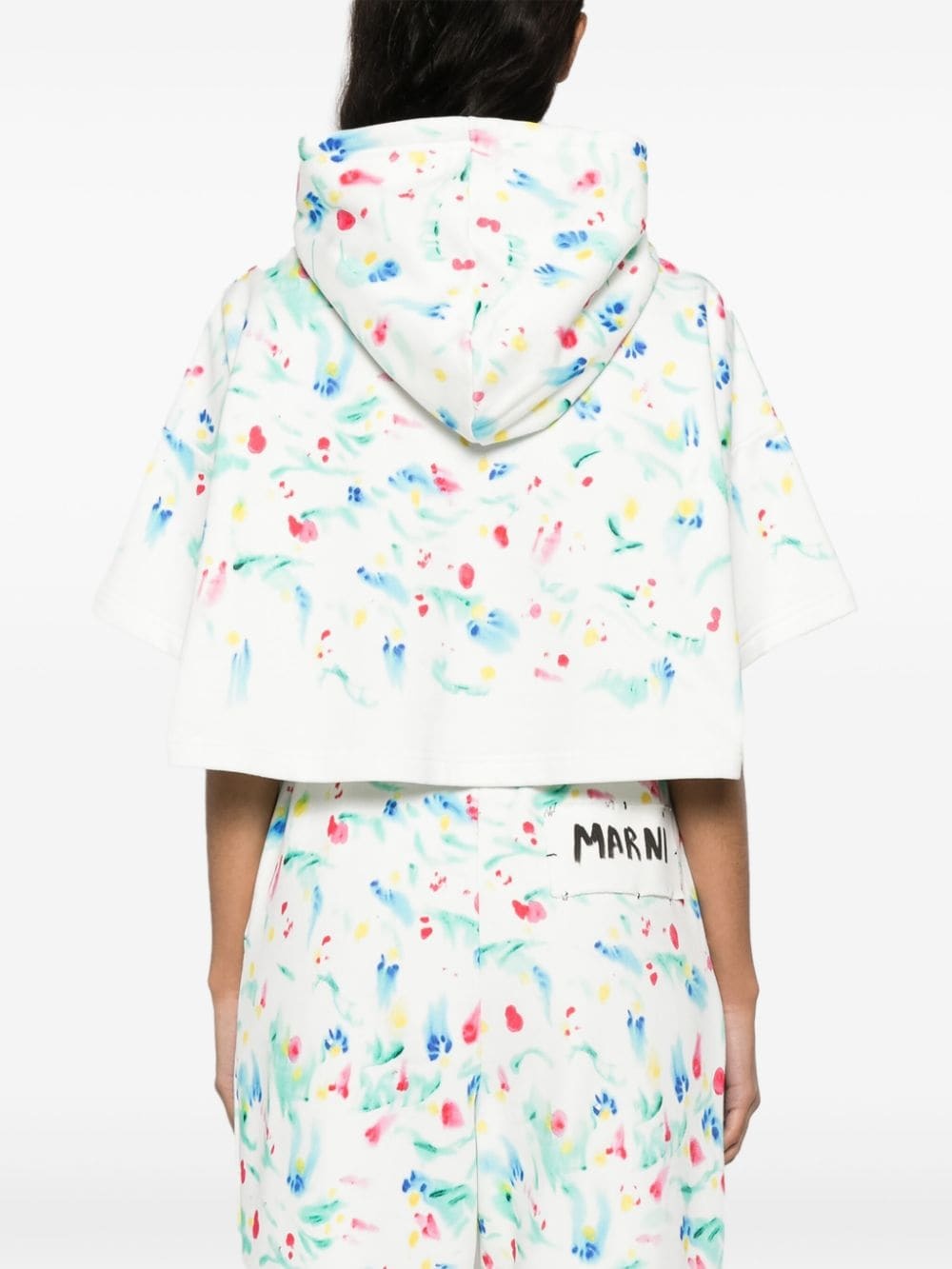 floral-print cotton hoodie - 4