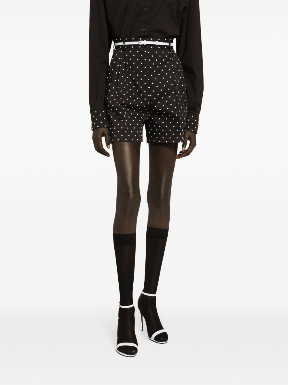 polka dot-print tailored shorts - 3