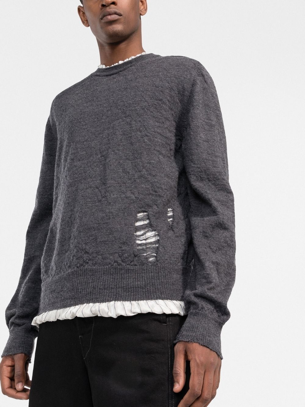 distressed wool jumper - 3