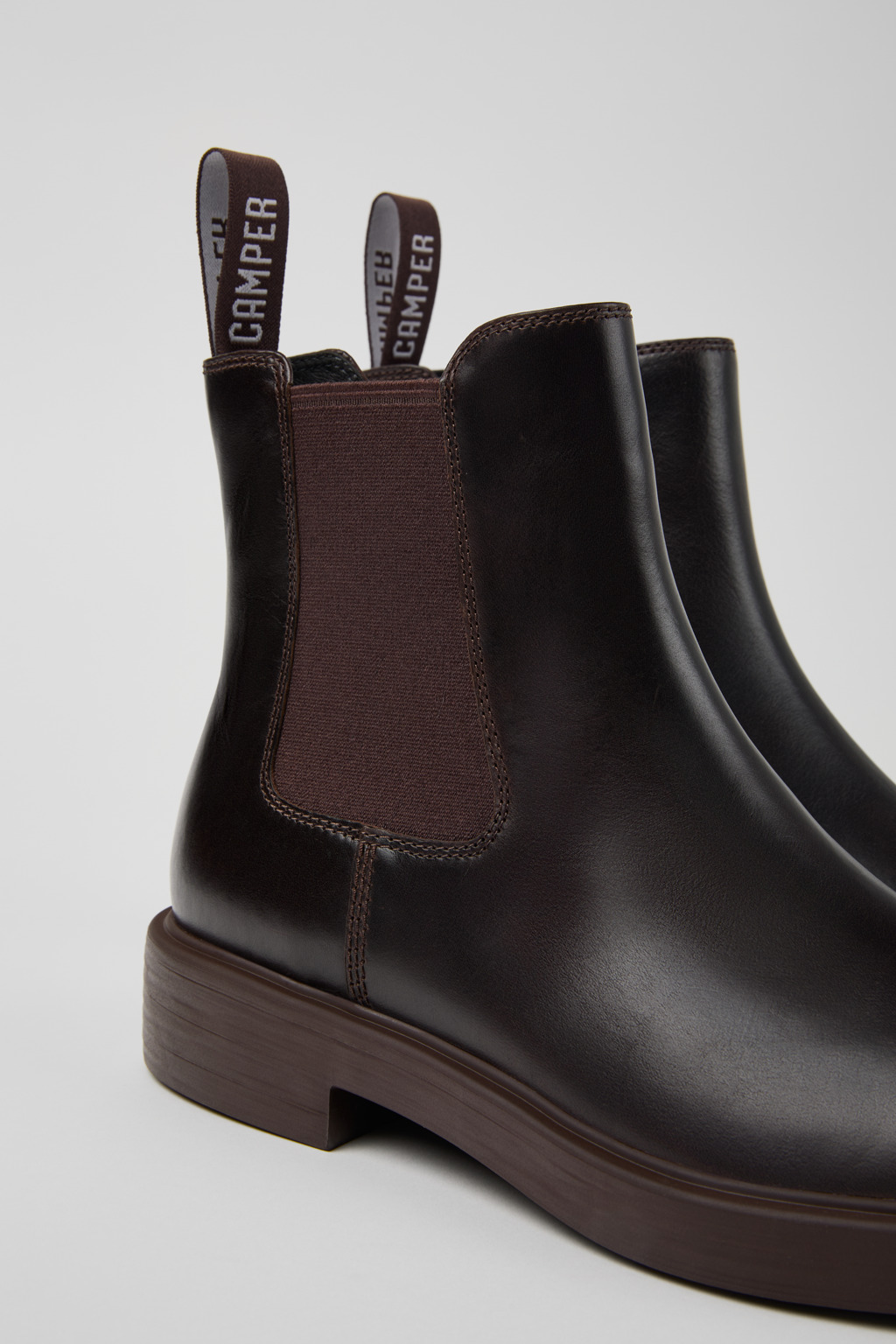 Brown leather ankle boots for men - 2