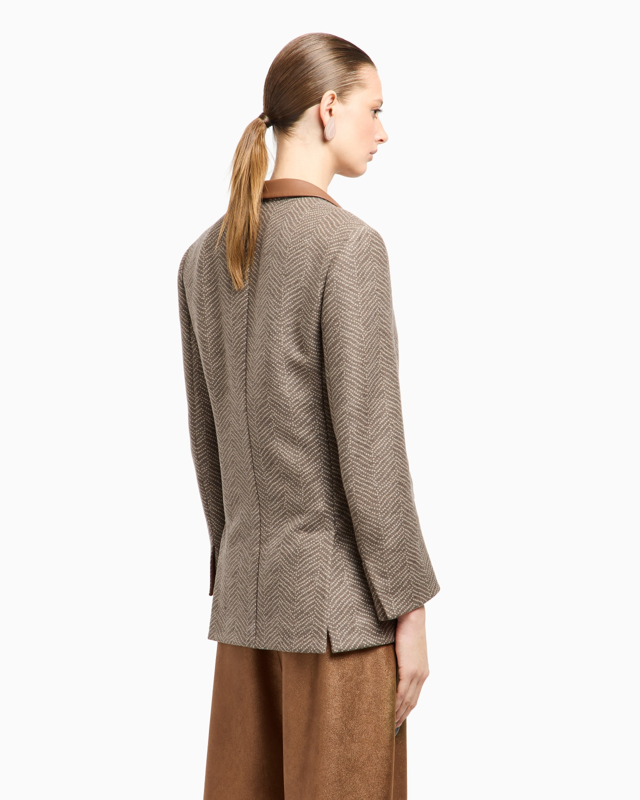 ASV SINGLE-BREASTED JACKET IN CHEVRON JACQUARD VIRGIN WOOL AND CASHMERE - 3