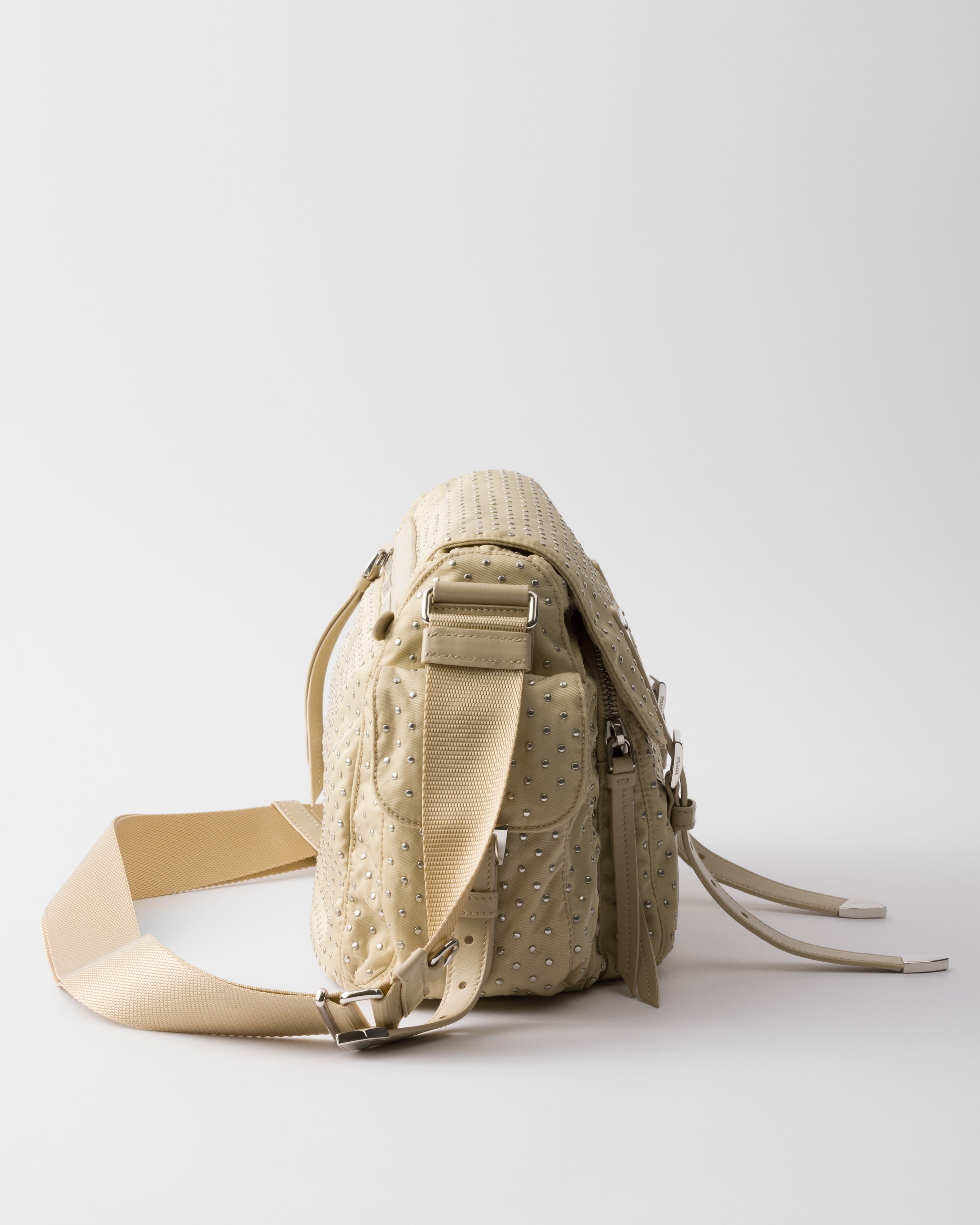 Re-Nylon shoulder bag with studs - 5