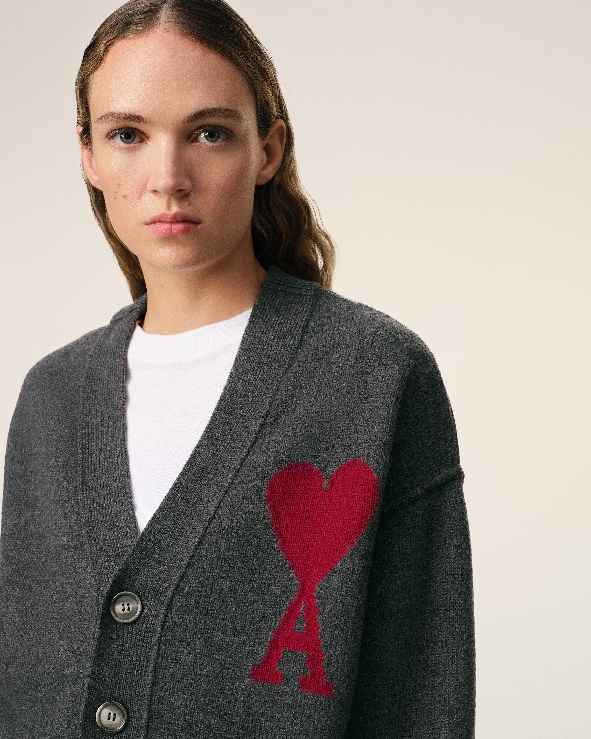 GREY WOOL AMI DE COEUR CARDIGAN - 4