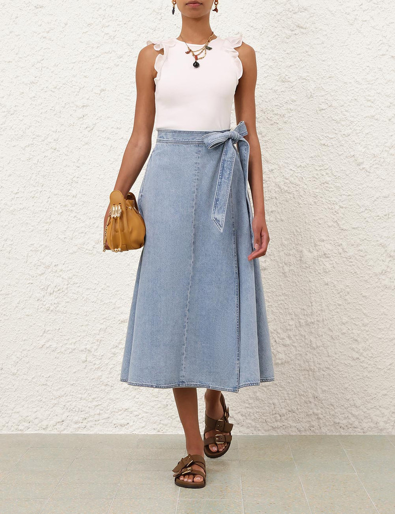 Zimmermann WANDERLUST DENIM WRAP SKIRT outlook