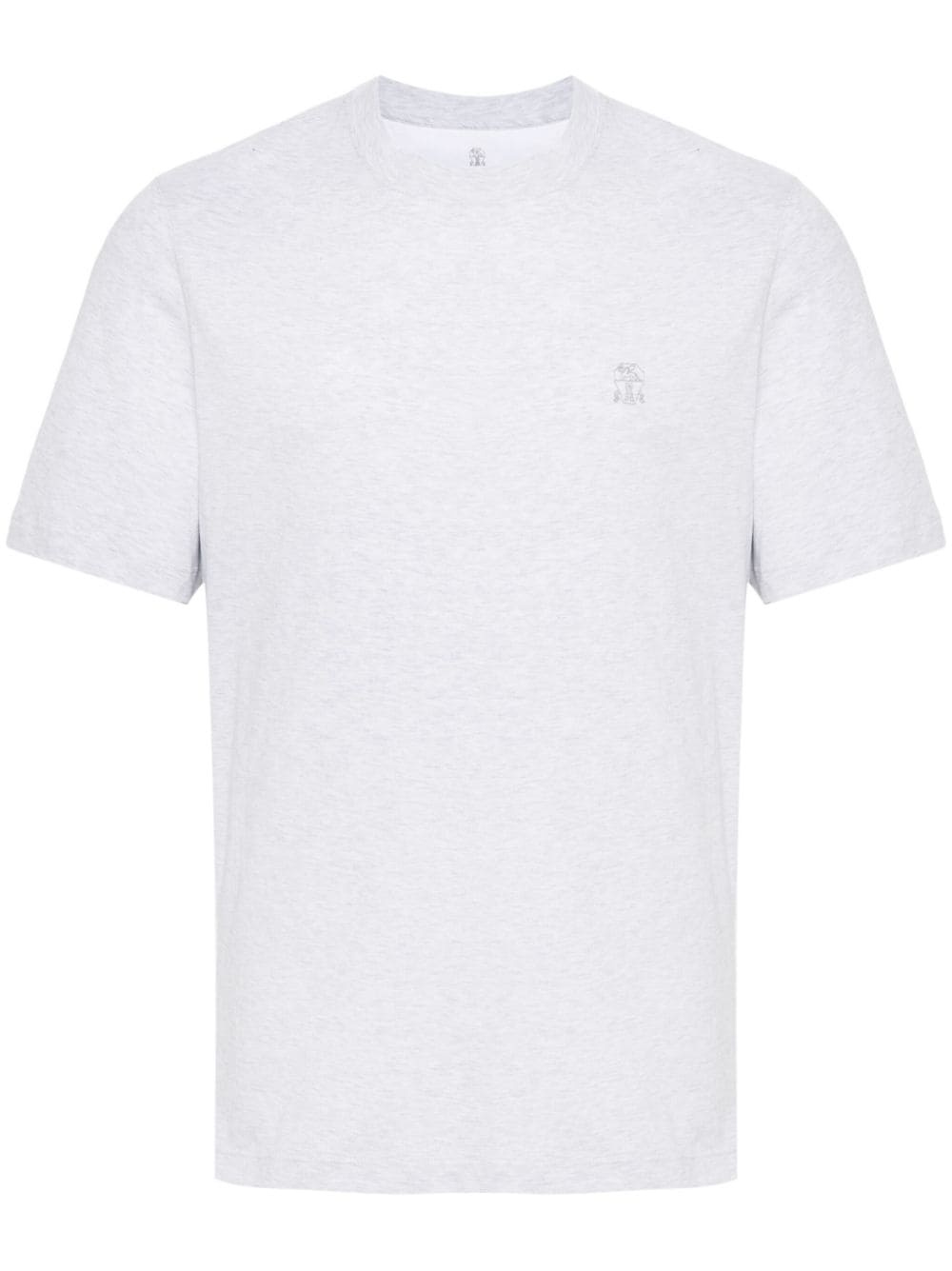 logo-embroidered cotton T-shirt - 1