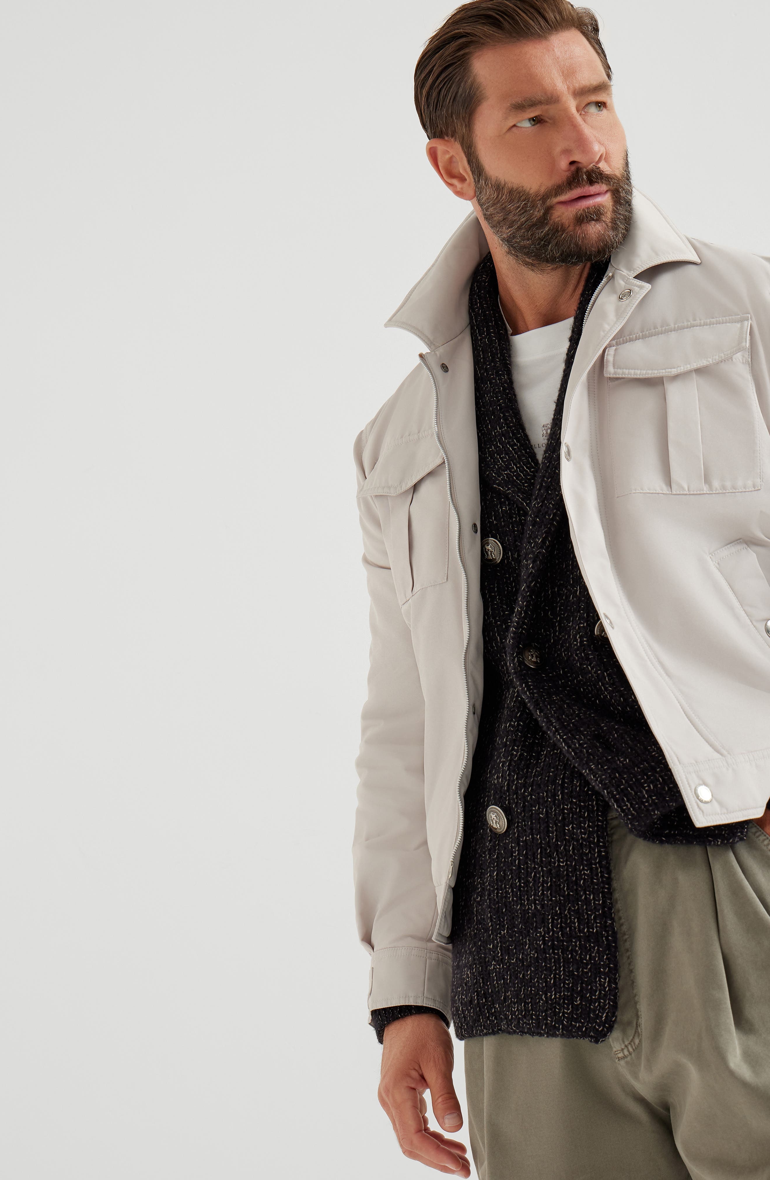 Brunello Cucinelli Bomber jacket with padding in Ivory at Nordstrom - 5
