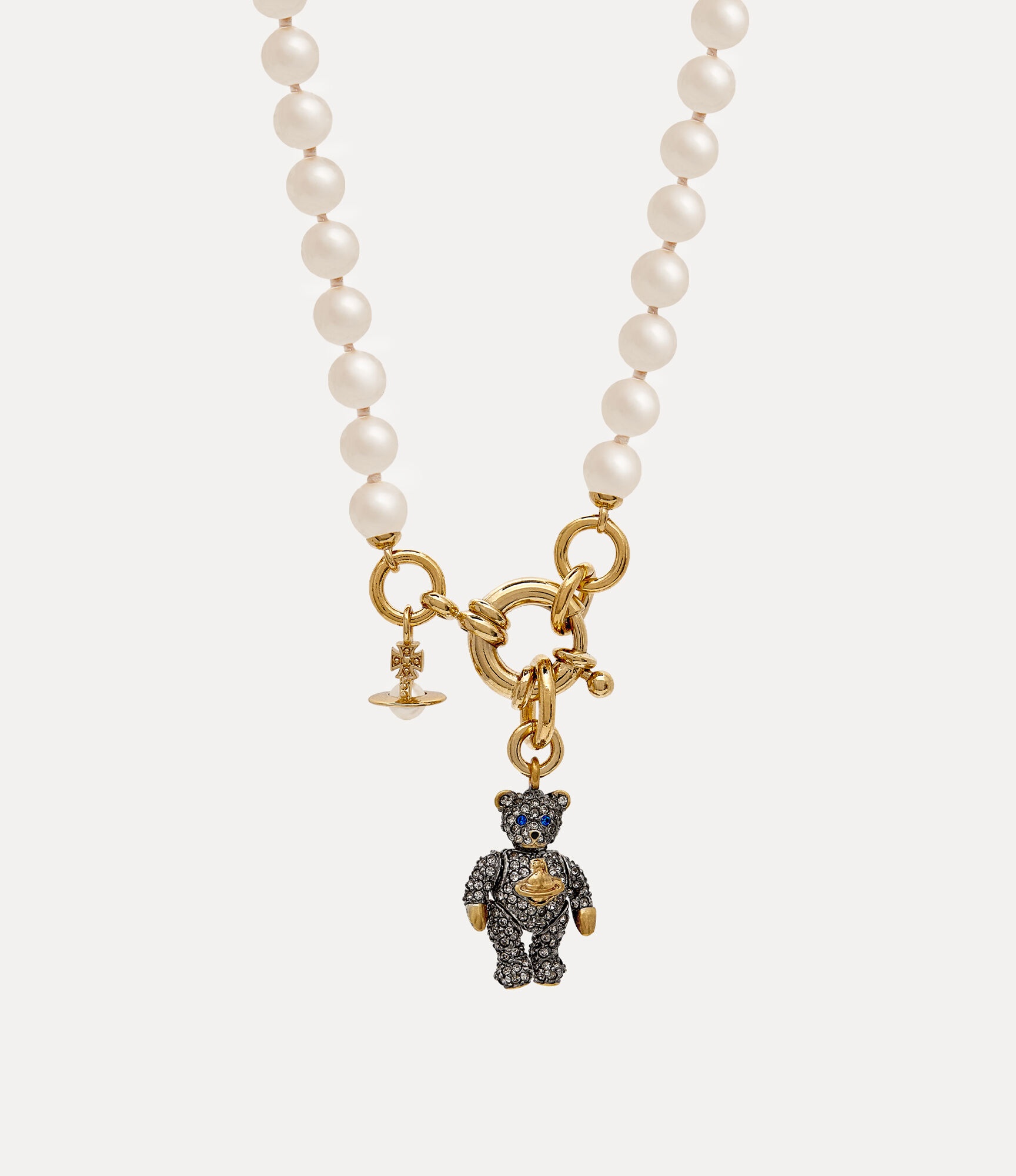 MAN. LITTLE PAVE TEDDY PEARL NECKLACE - 2
