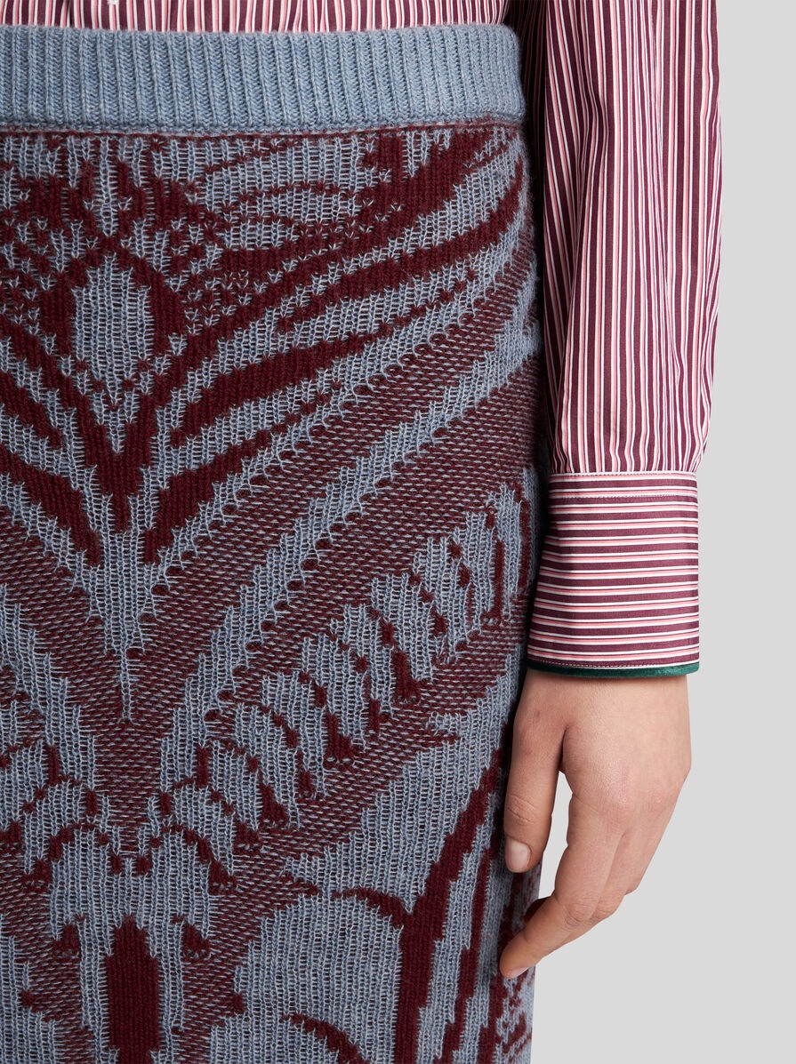 WOOL JACQUARD PENCIL SKIRT - 4